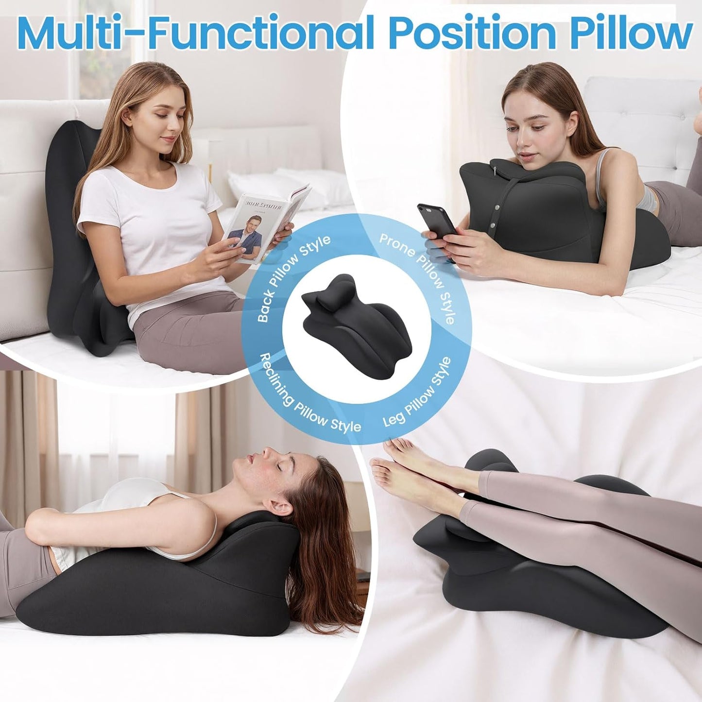 LiveGo Memory Foam Wedge Pillow, Multi-Position Support Pillow for Adults, Ergonomic Prone Pillows with Removable Cover for Sleeping, Reading, Acid Reflux, Back,Neck, Legs Elevation