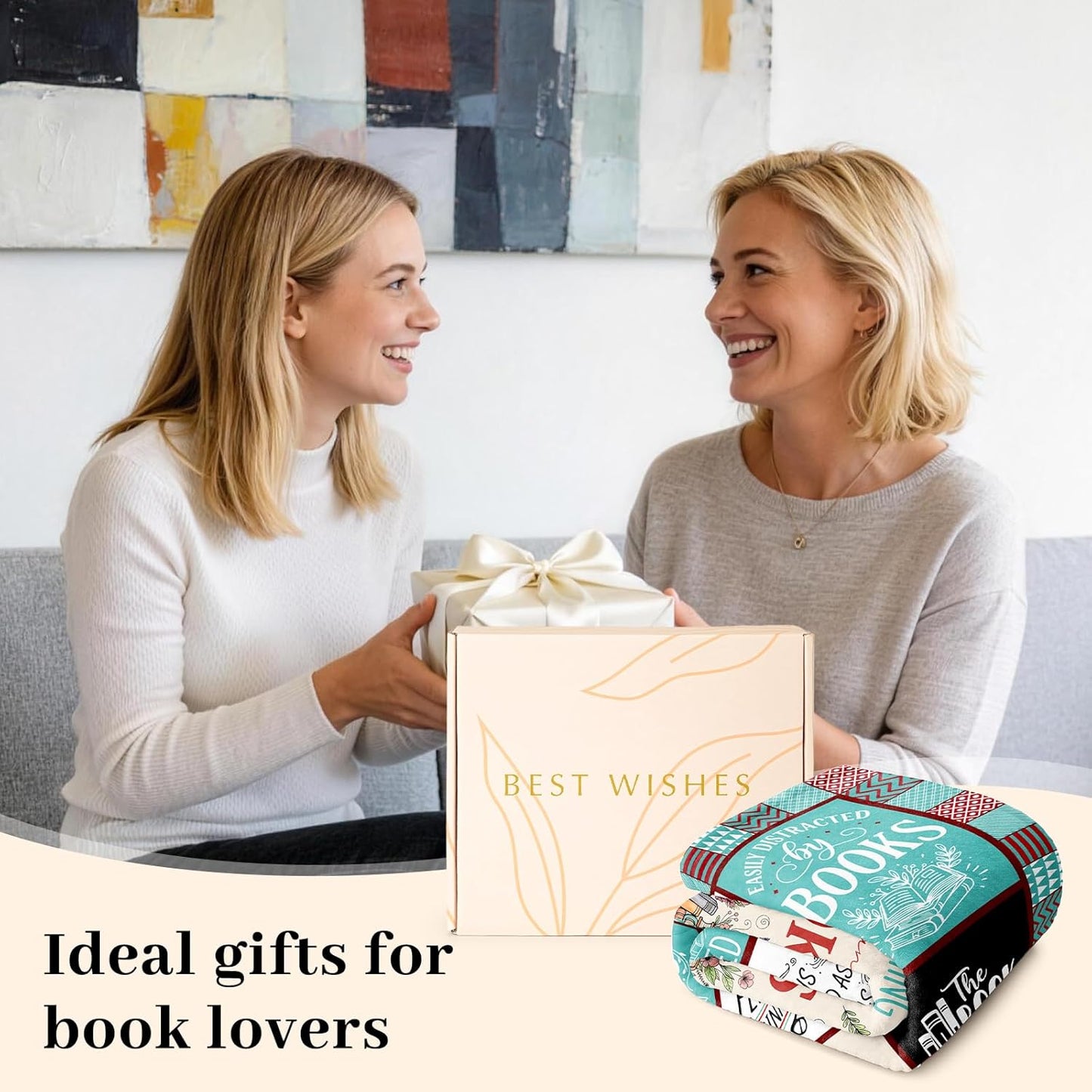 Book Lovers Gifts, Reading Blanket Gifts for Book Lovers, Reader Gifts for Birthday Christmas, Books Club Bookish Bookworm Librarian Teacher Gift, Soft Flannel Throw Blanket 60"x 50"