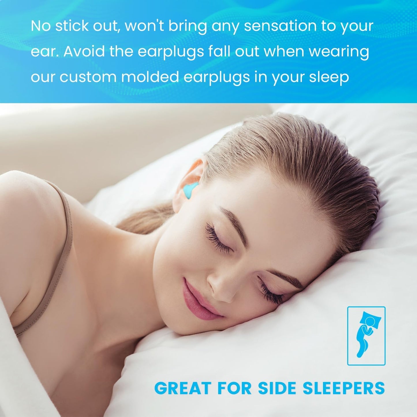 Comfortable Moldable Ear Plugs - 12 Pairs Soft Silicone Gel Earplugs for Noise Cancelling, Sleeping and Swimming, 32 dB Noise Reduction Rating (NRR) Blue