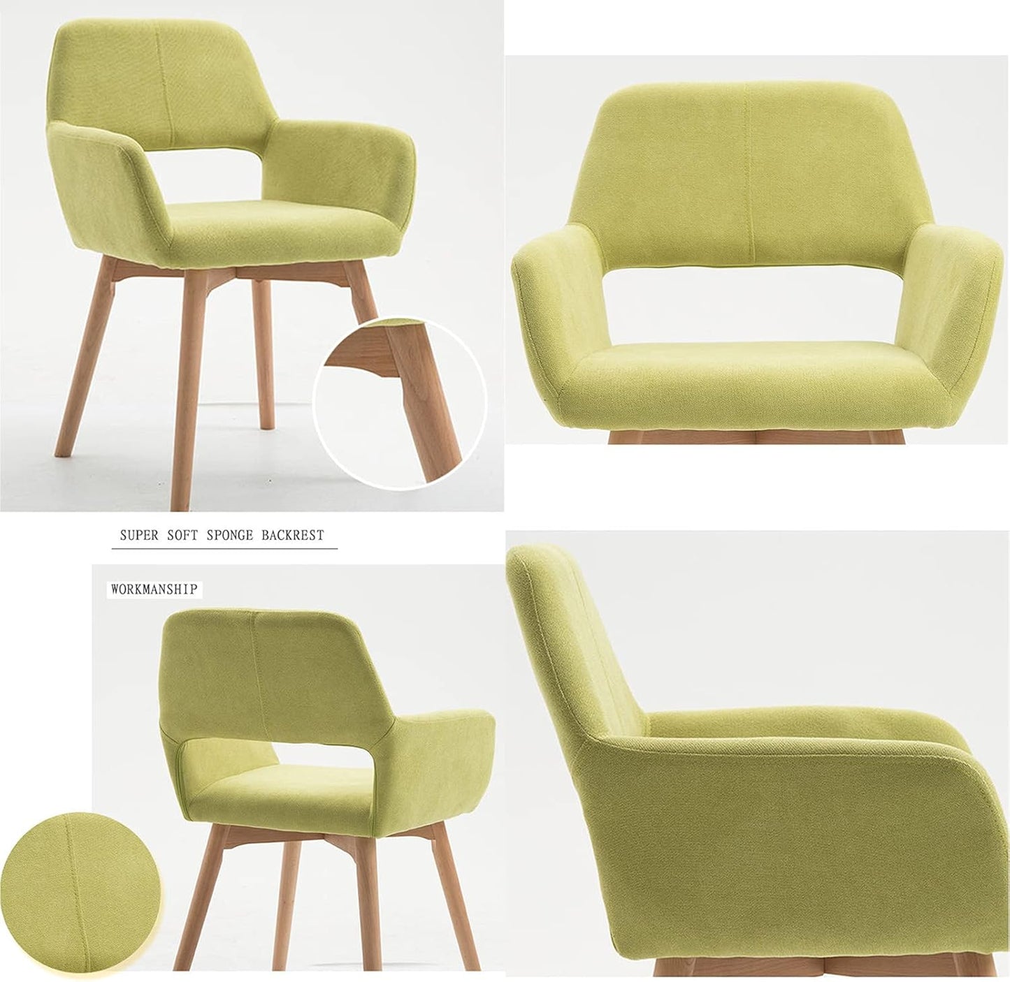 Comfortable Chair Nordic Dining Chairs,Modern Cotton and Linen Fabric Upholstered Lounge Side Chair Makeup Stool,with Solid Wood Legs,for Restaurant/Pub/Cafe/Living Room/Hotel/Kitchen Leisure Chair
