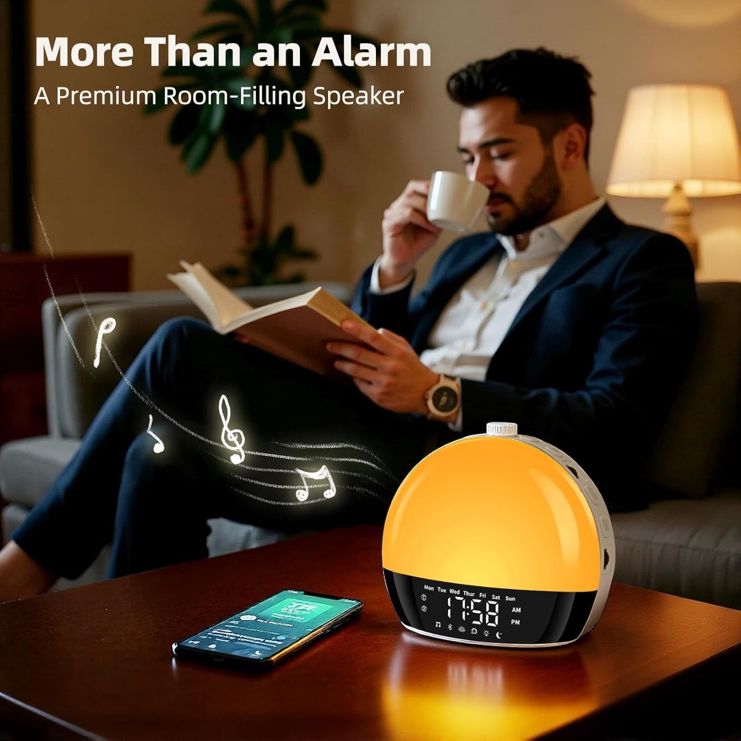 Sunrise Alarm Clock for Heavy Sleepers & Kids, Wake Up Light with Natural Simulation, Dual Alarm, Sleep Sound Machine, Dimmable LED Night Light, FM Radio, USB Charger for Bedroom