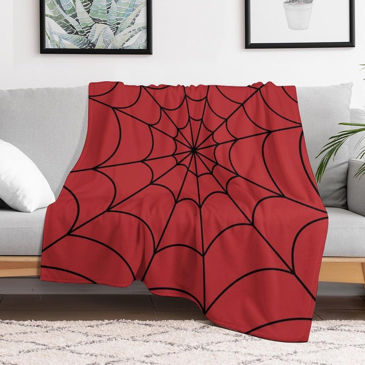 Red Spider Web Blanket Gifts for Boys & Girls, Lightweight Reversible Soft Flannel Throw Blanket Cozy Blanket for Kids Teens Perfect Room Decor for Bedroom Living Room Playroom, 51x63 Inch