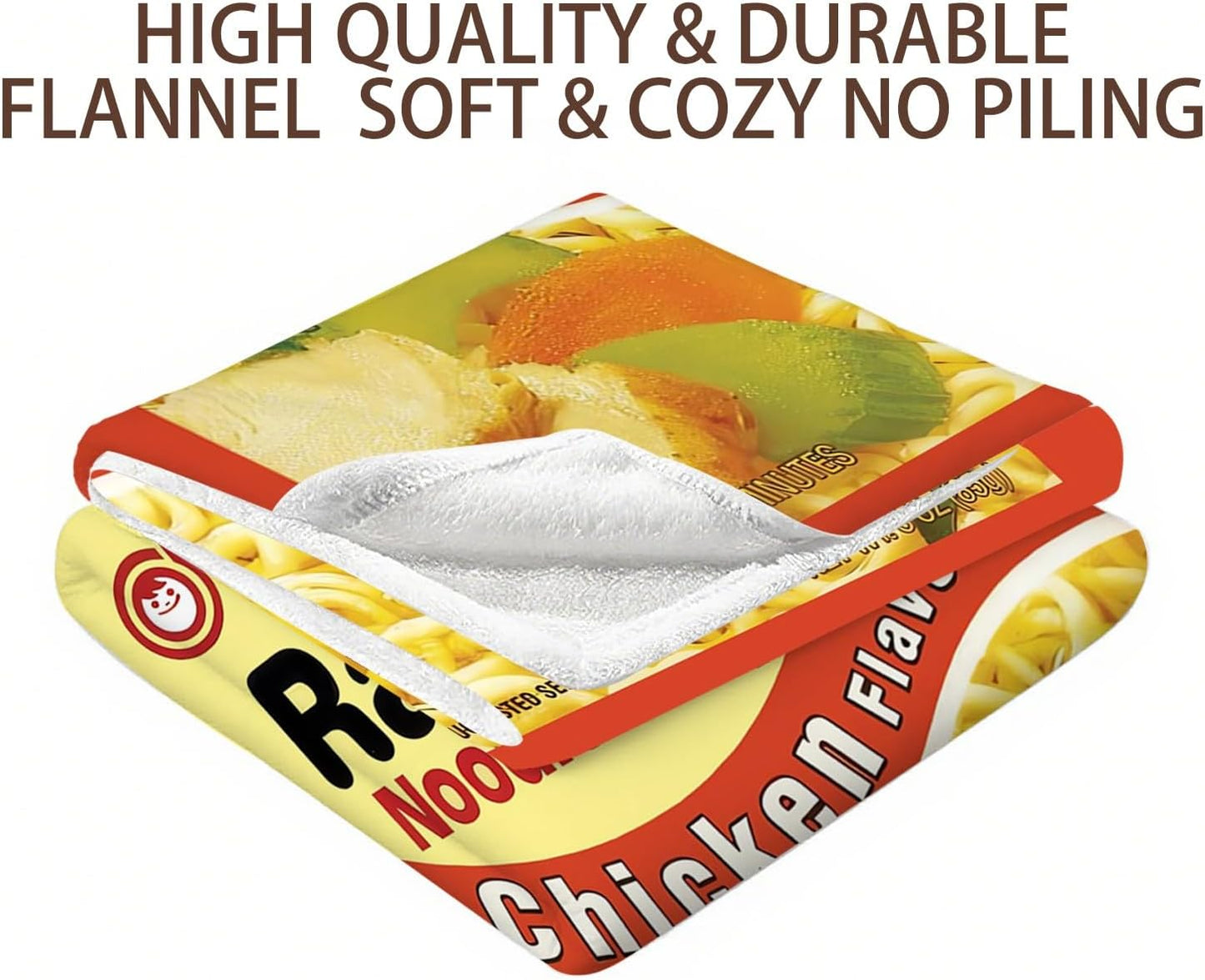 Noodle Soup Chicken Flavor Ramen Blanket, Noodle Blanket, Funny Instant Ramen Noodle Gift Soft Cozy Lightweight Flannel Blanket Plush Throw Blankets for Couch Sofa Bed (50"x40")
