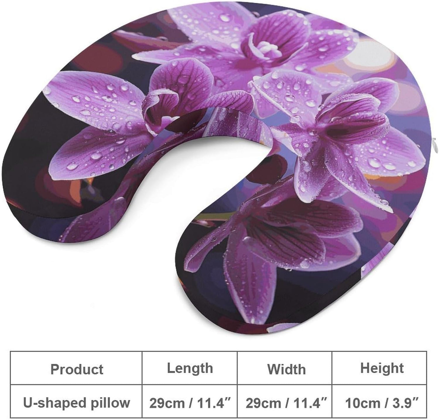 Purple Flower Neck Pillow Memory Foam U Shaped Pillows Portable Pillows for Shoulder Travel Head Support Pillow with Concealed Zipper for Airplane Car Home Office