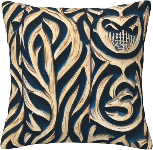 All-Season Square Pillow Covers 18"X18", Carving, Decorative Throw Pillow Covers for Sofa Bed Couch, Hidden Zipper Cushion Cover, Square Lumbar & Accent Pillowcases for Home Decor