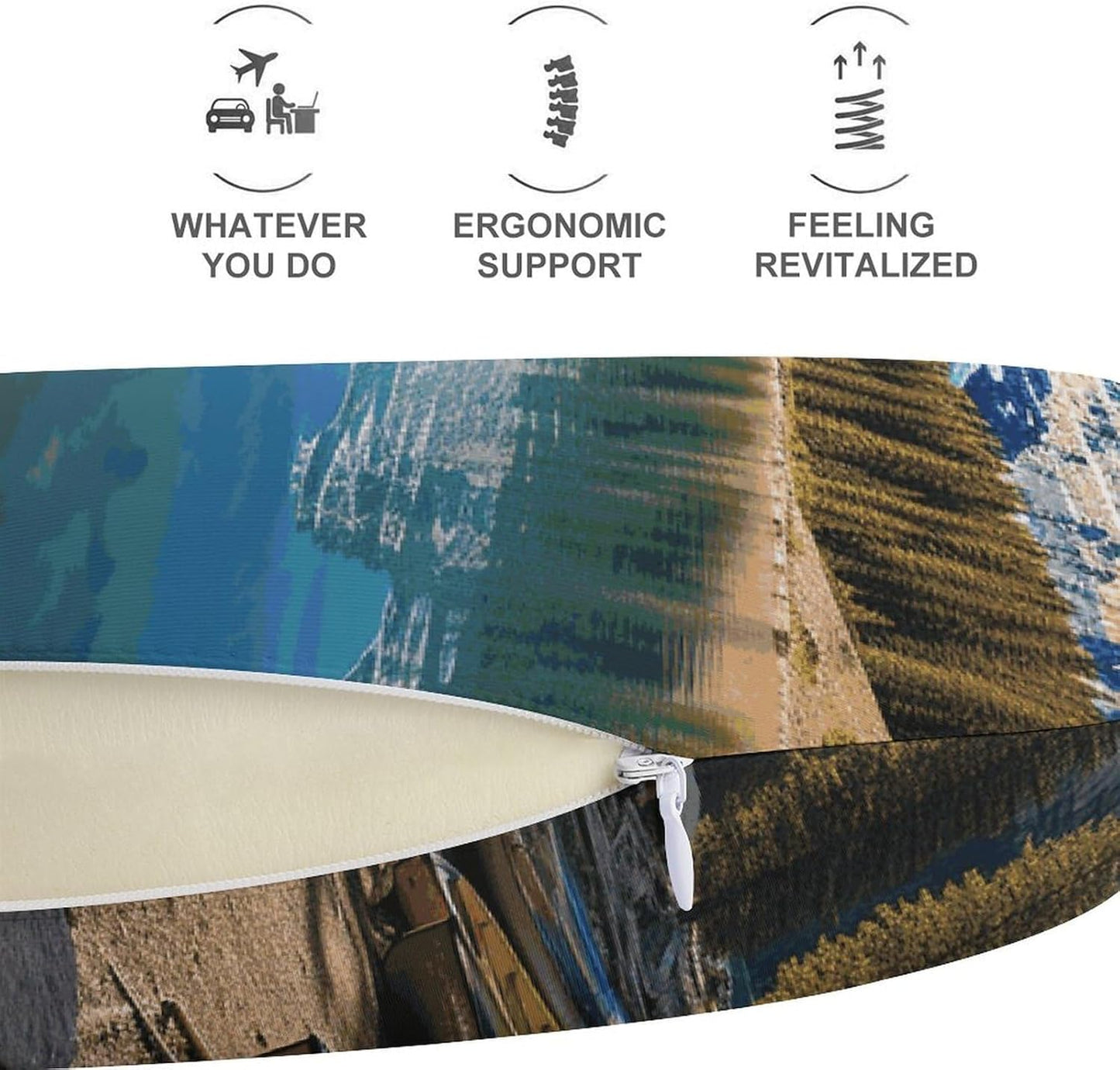 Moraine Lake Canoes Neck Pillow Memory Foam U Shaped Pillows Portable Pillows for Shoulder Travel Head Support Pillow with Concealed Zipper for Airplane Car Home Office