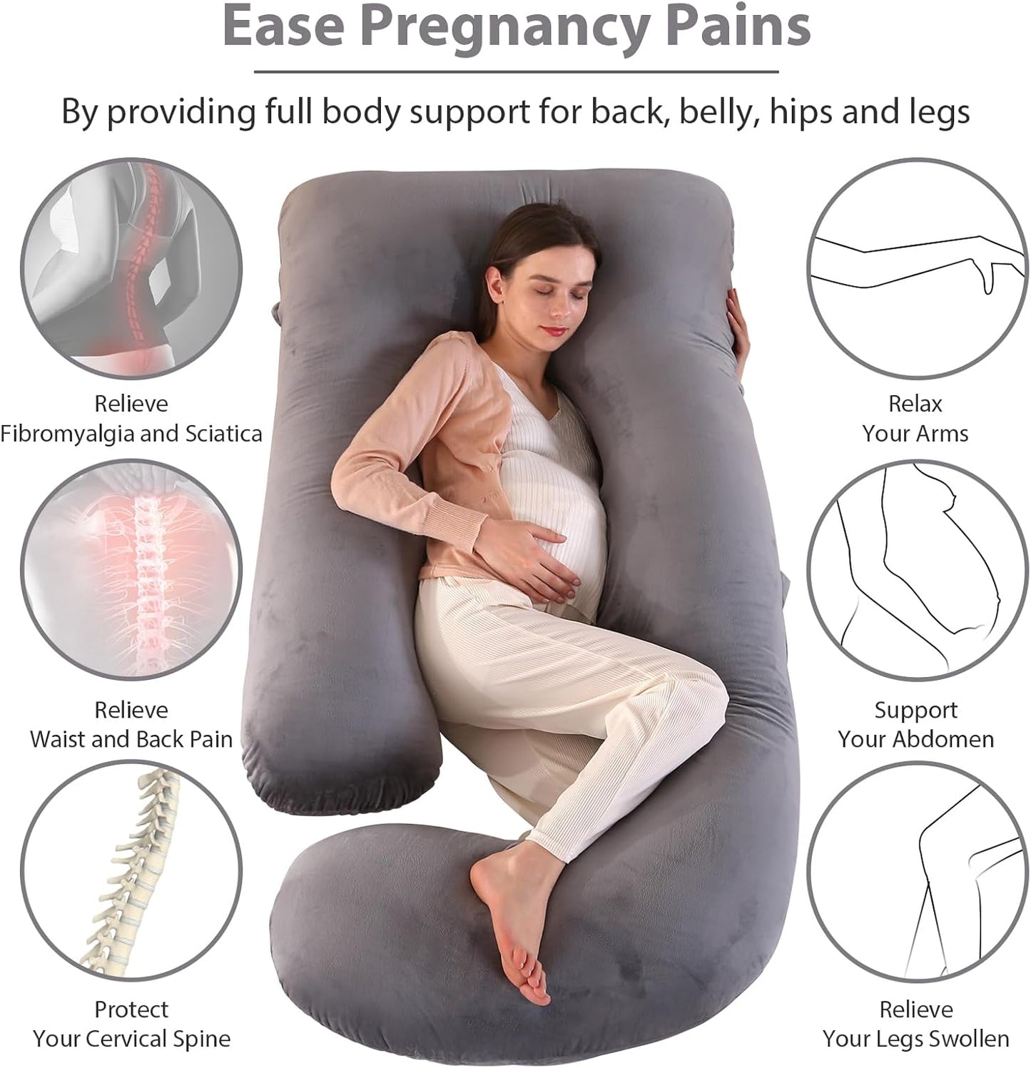 Victostar Pregnancy Pillow,57 inches U Shaped Maternity Pillow with Removable Cover Full Body Pillow Support for Back, HIPS, Legs, Belly