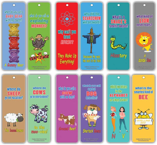 Creanoso Bookmarks Cards for Kids (30-Pack) - Hilariously Silly and Funny Jokes Series 2 - Excellent Party Favors Teacher Classroom Reading Rewards and Incentive Gifts for Young Readers