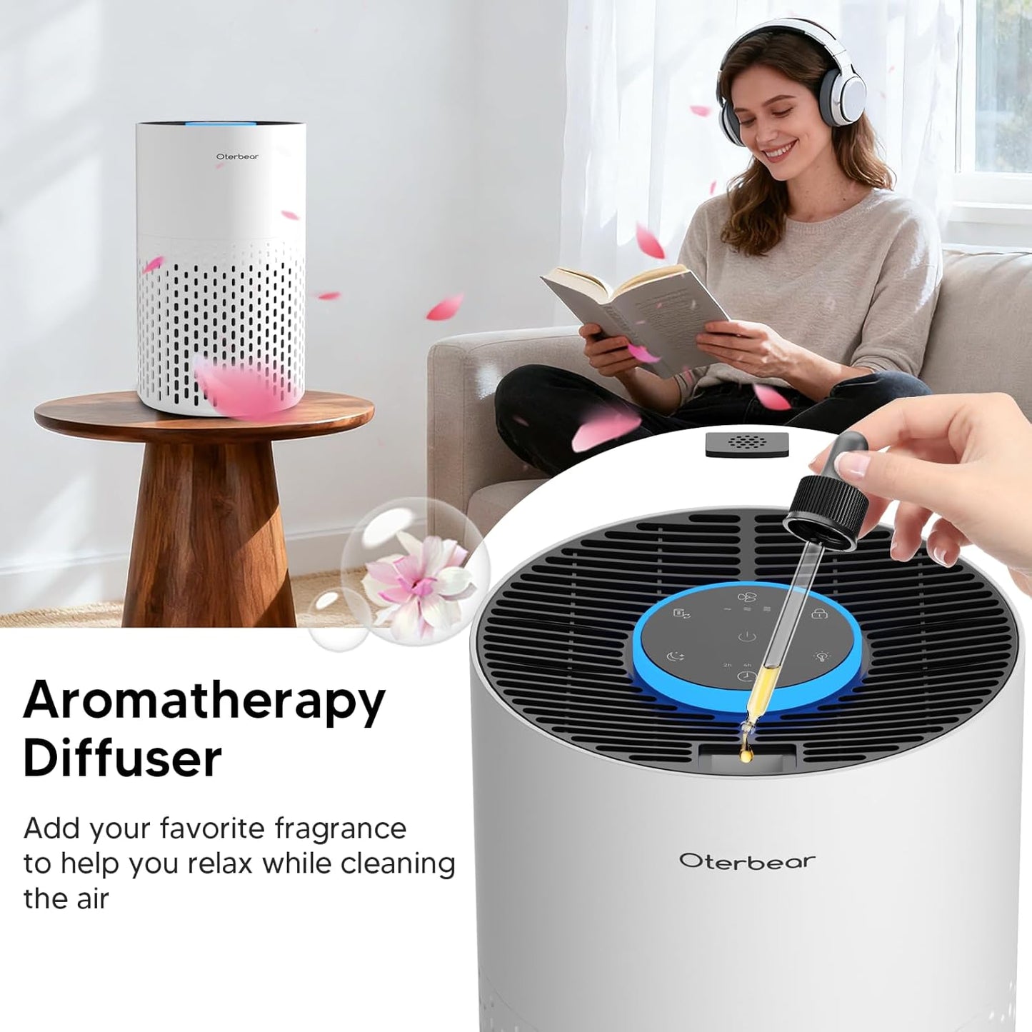 Air Purifiers for Home Bedroom Up to 1250 Ft² - HEPA Air Purifier with Aroma & Sleep Mode - 24dB Small Room Air Purifier for Allergies, Smoke, Dust, Pollen, Pet Dander,4000B,White