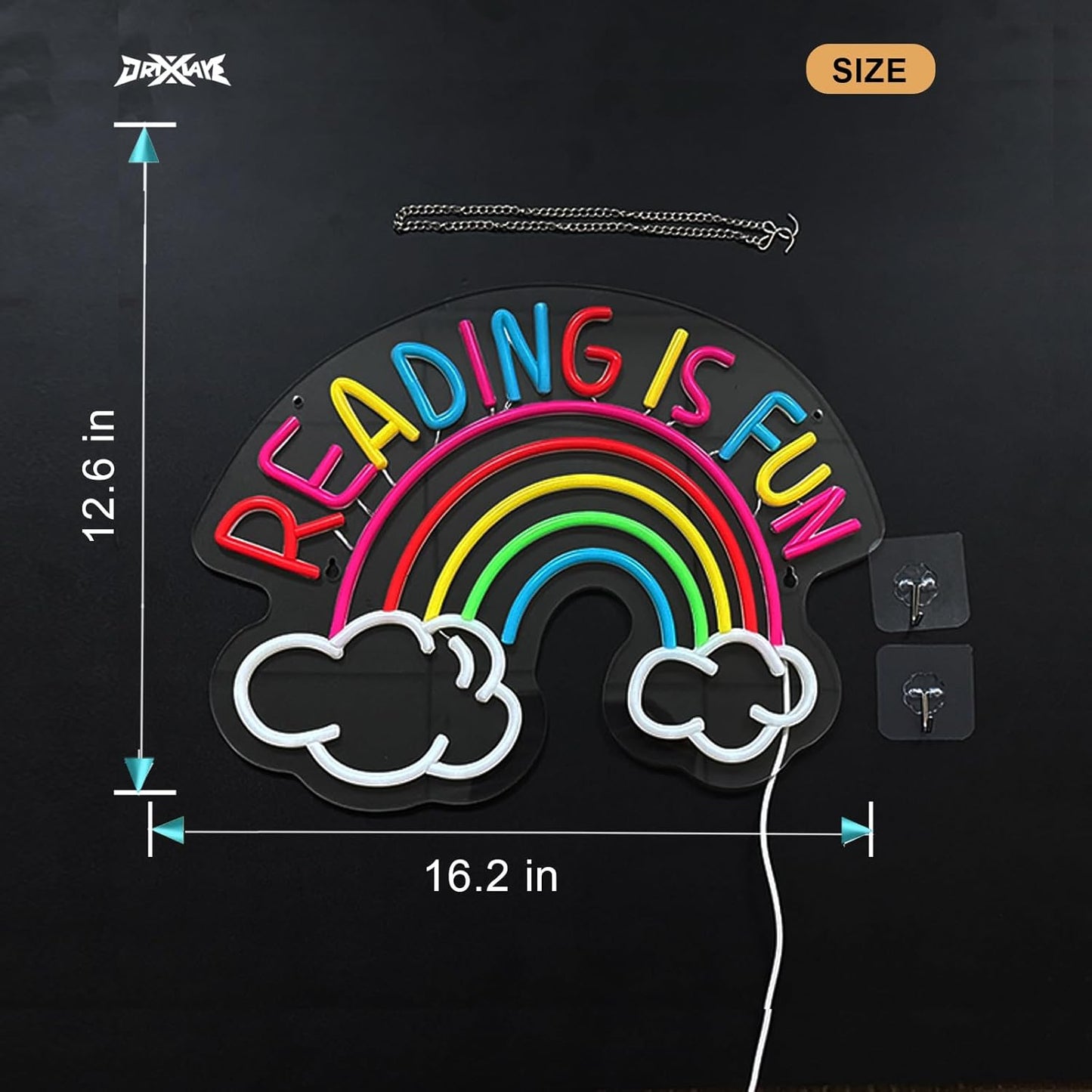Reading Is Fun Neon Sign Read Books LED Neon Light for wall decor Smart plug timer compatible USB-Powered Suitable for Kids Boys Room Bookstore Library Museum Study Room(16.2x12.6 Inch)