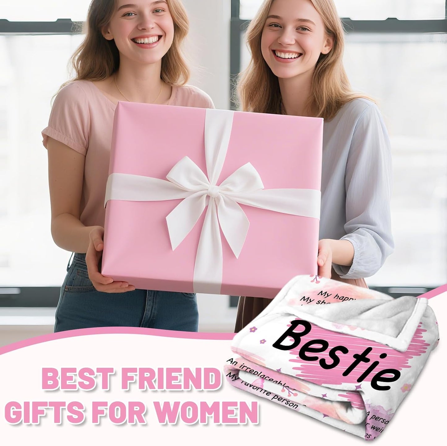 Bestie Blanket - Best Friend Birthday Gifts for Women, Christmas Birthday Gifts for Best Friend Woman, Gift for Besties, Friendship Gift for Women, 50"x60"