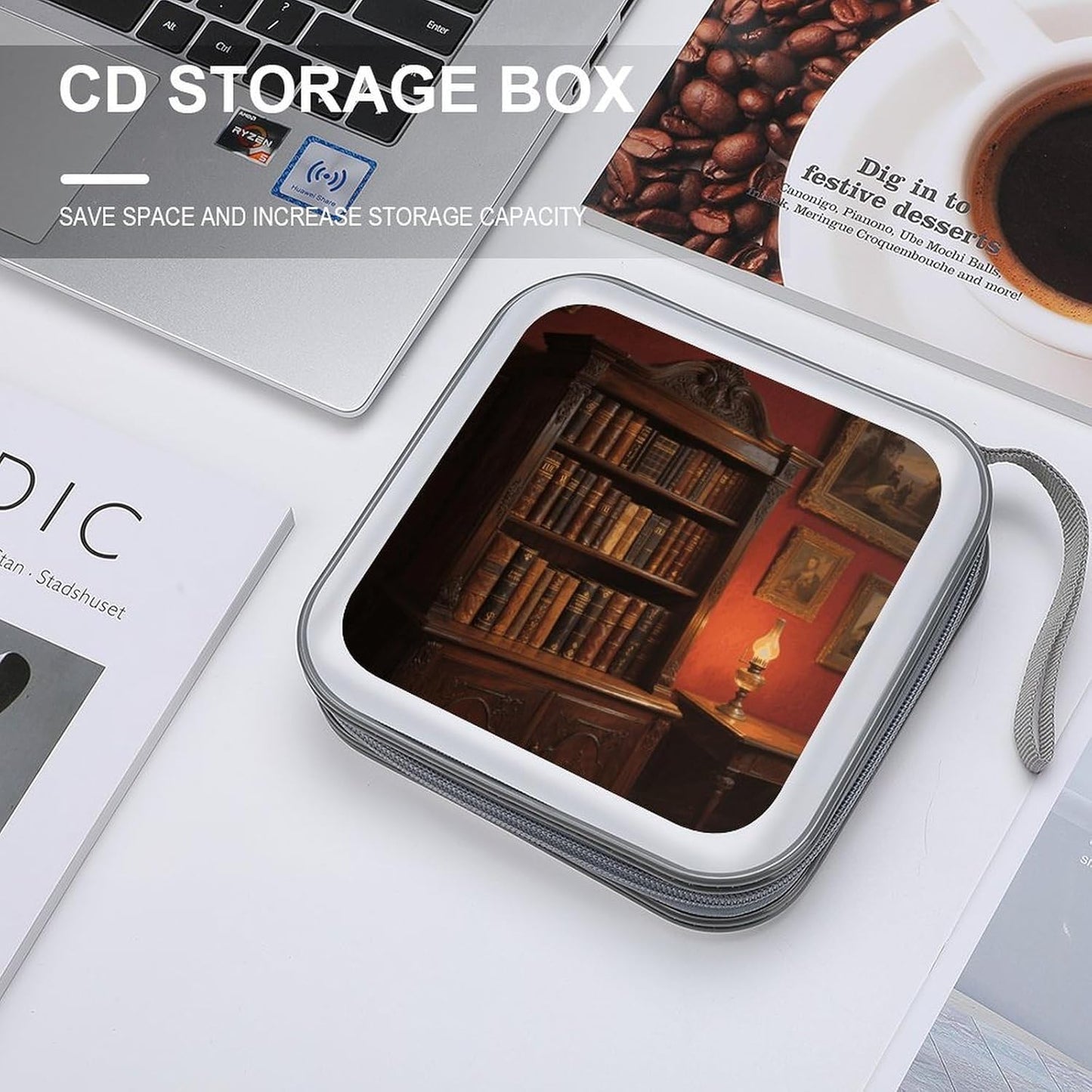 Bookshelf DVD Case With Zipper Portable CD Case Hardshell DVD VCD Binder Storage Box EVA Protective Blu-ray Wallet 40 Capacity CD Wallet Movie Music Media Disc Wallets