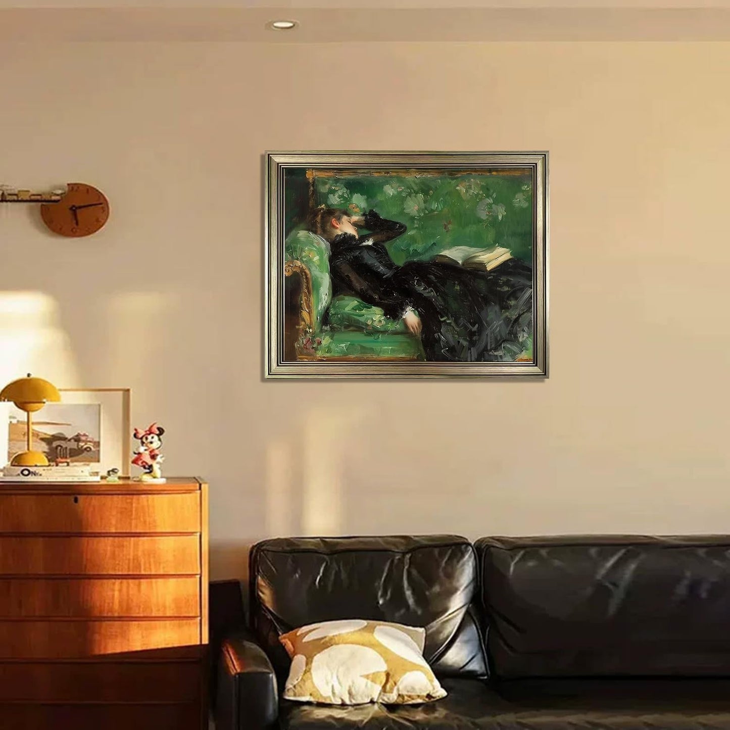 Framed Vintage Oil painting Woman Reading Canvas Print Poster Moody Canvas Wall Art for Living Room Bedroom Decor Home Artwork