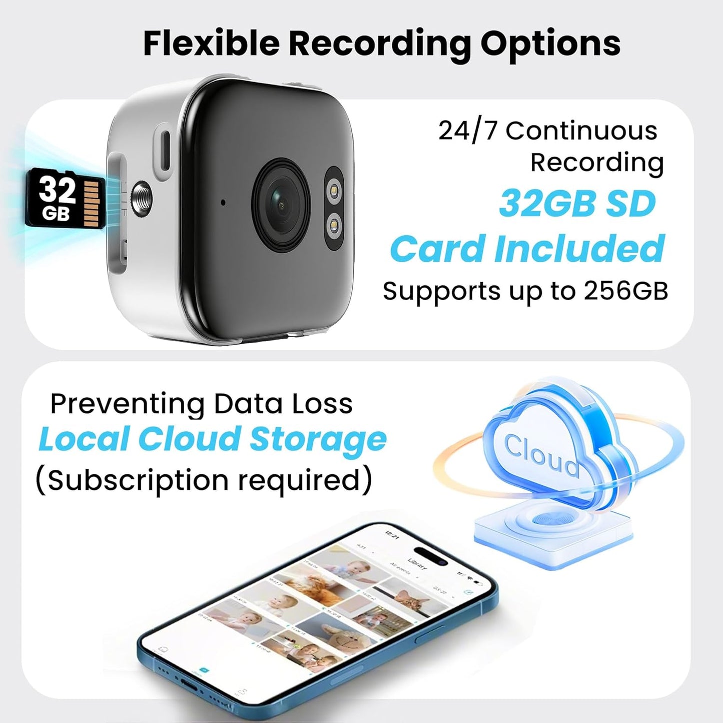 2K Window Camera with 32GB Memory Card, 5GHz & 2.4GHz WiFi Indoor Cameras for Home Security with AI Starlight Color Night Vision, AI Person & Motion Detection, Easy & Quick Install, 24/7 Recording