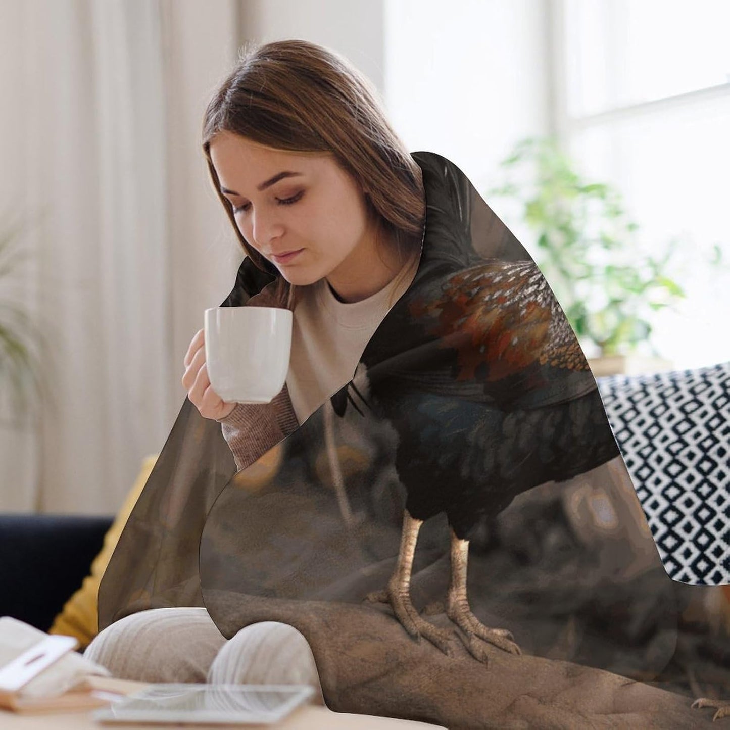 Rooster and Chicken Blanket Super Soft Lightweight Throw Blanket Cute Cozy Warm Bed Blanket Decorative Fuzzy Blanket All-Season Home Decor Gift for Sofa Couch Living Room 40"*50" （100 * 130cm）