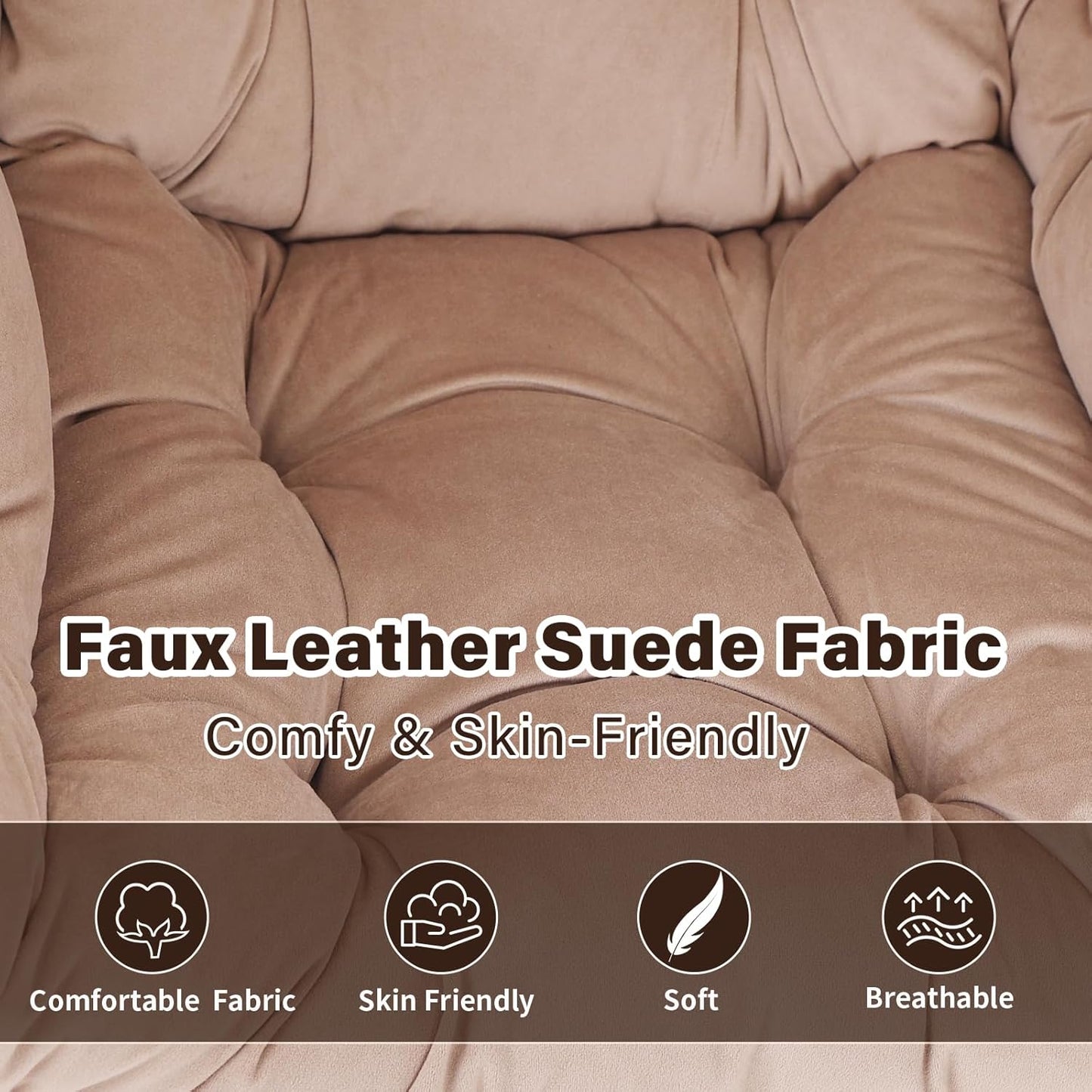 Lazy Chair with Ottoman, Modern Accent Chair Contemporary Sofa Chair with Armrests, Reading Chair and Folding Footstool Set for Living Room, Bedroom, Office, Khaki