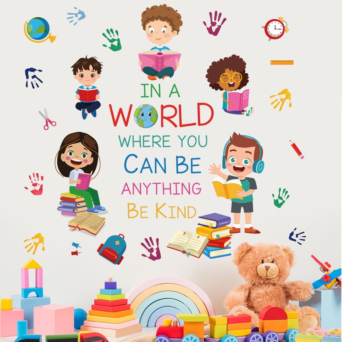 Be Kind Quotes Wall Decals Peel and Stick Vinyl Quotes Stickers Colorful Lettering Inspirational Wall Decal Wall Art for Kids Room Nursery Bedroom Wall Decor Family Wall Stickers Decor