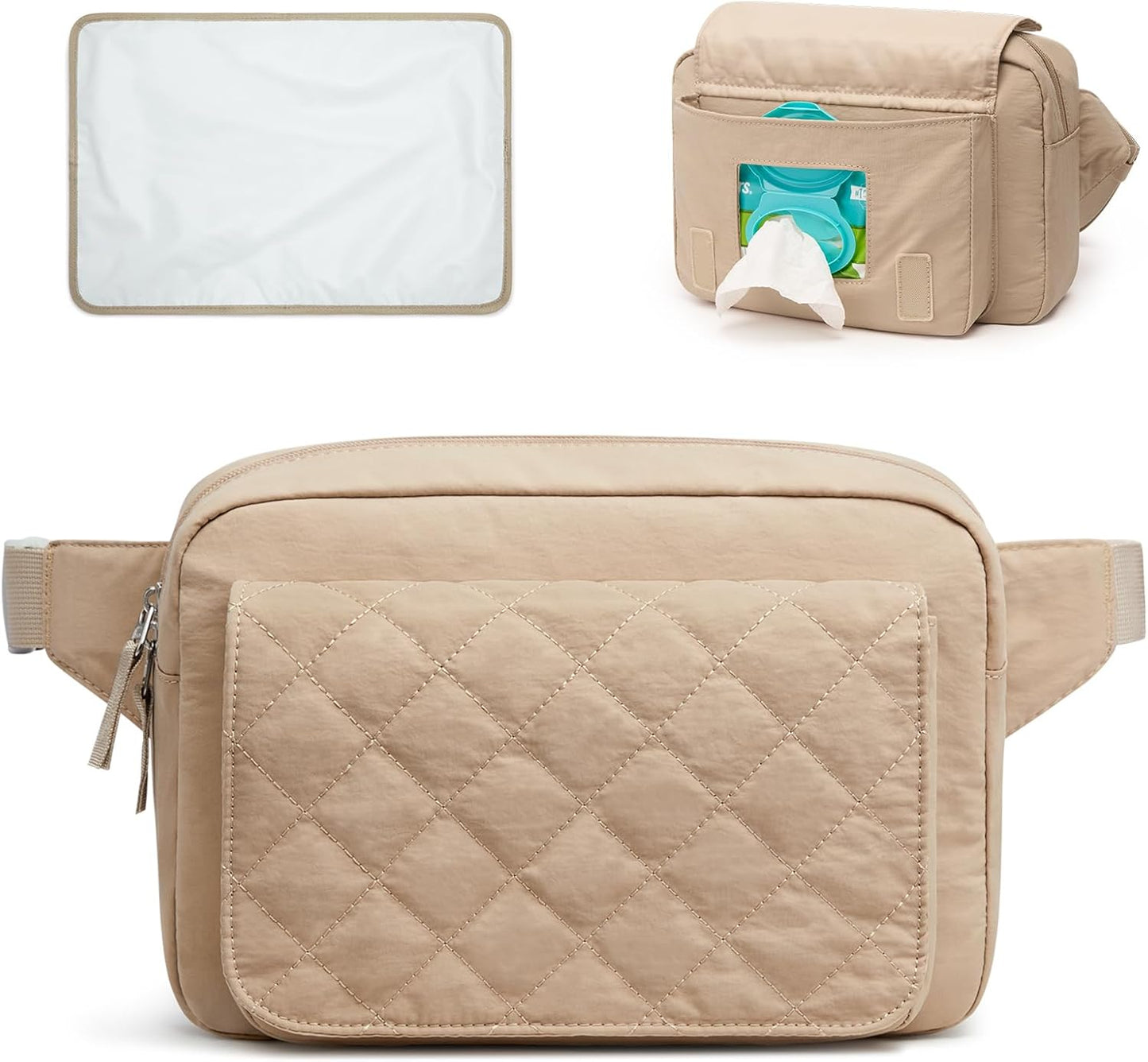 G4Free Small Diaper Bag for Baby Girl and Boy, Mini Sling Diaper Bag Fanny Pack with Portable Changing Pad
