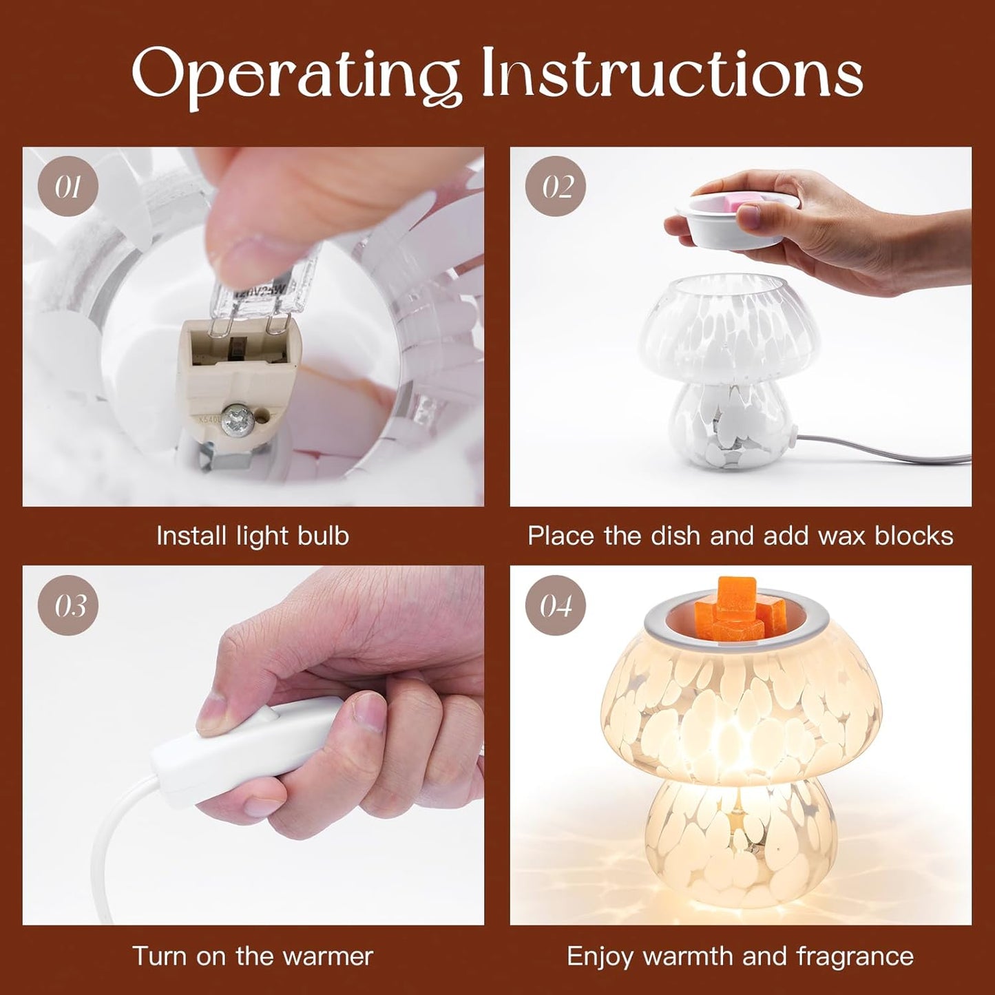 Mushroom Wax Melt Warmer: Wax Melter Warmer Cute Melter Fragrance Candle Lamp Home Decor Mothers Day Birthday Gift for Women
