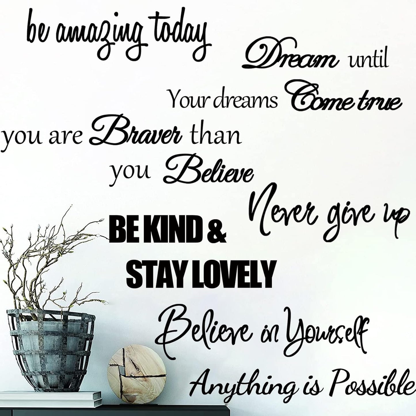 Inspirational Quotes & Motivational Sayings Wall Decals - Vinyl Positive Word Wall Stickers for Woman, Girls & Living Room Decor