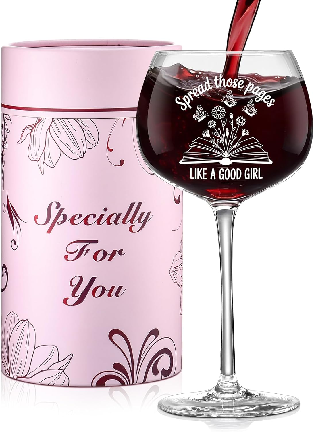 Remerry Book Lovers Wine Glass Gifts for Women 16oz Funny Bookish Wine Glass Spread Those Pages Like a Good Girl Dark Romance Booktok Smutty Book Lover Cup Gifts for Her Readers