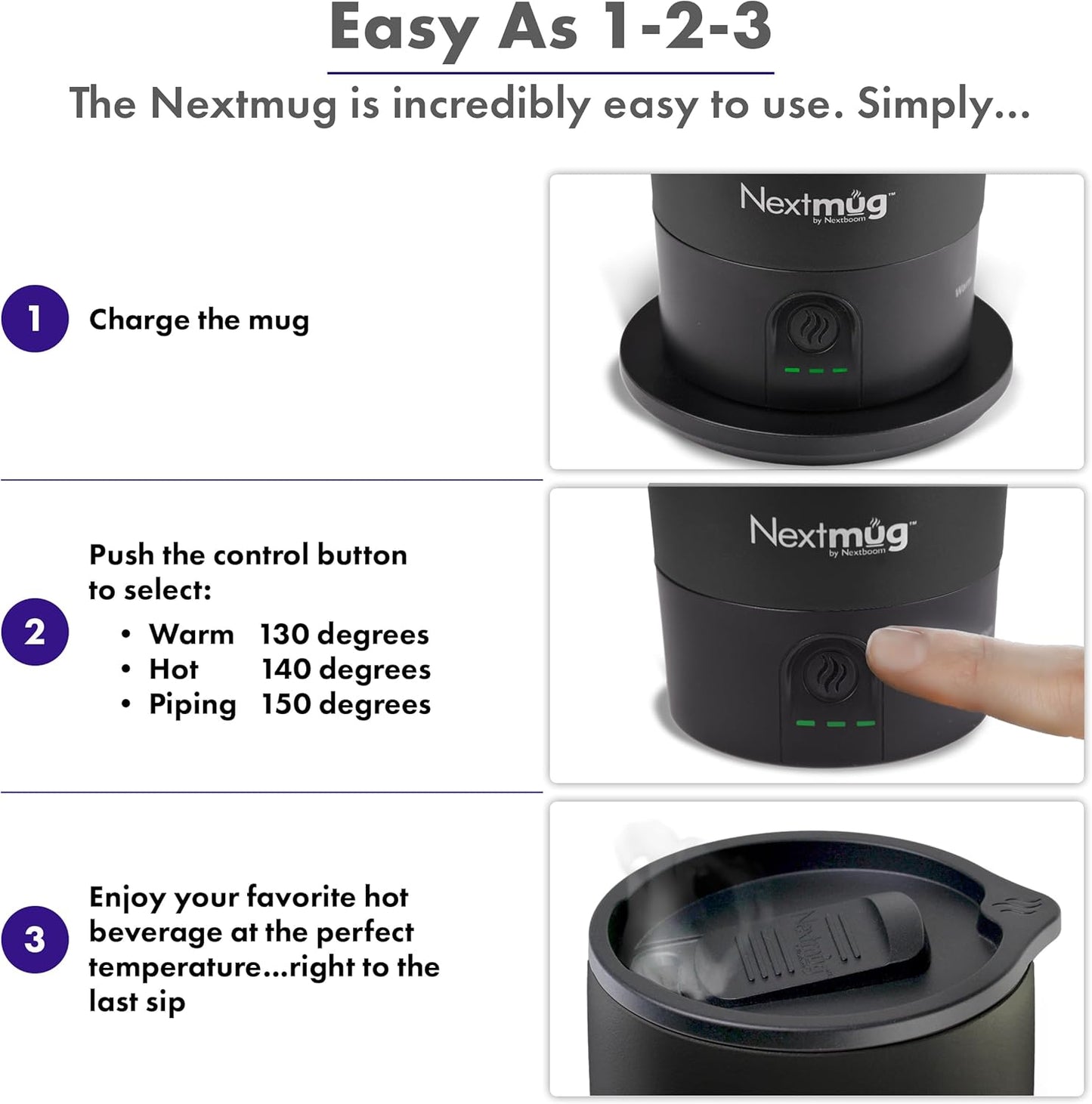 Nextmug Ultra - Temperature-Controlled, Self-Heating Travel Mug (Black - 24 oz.)