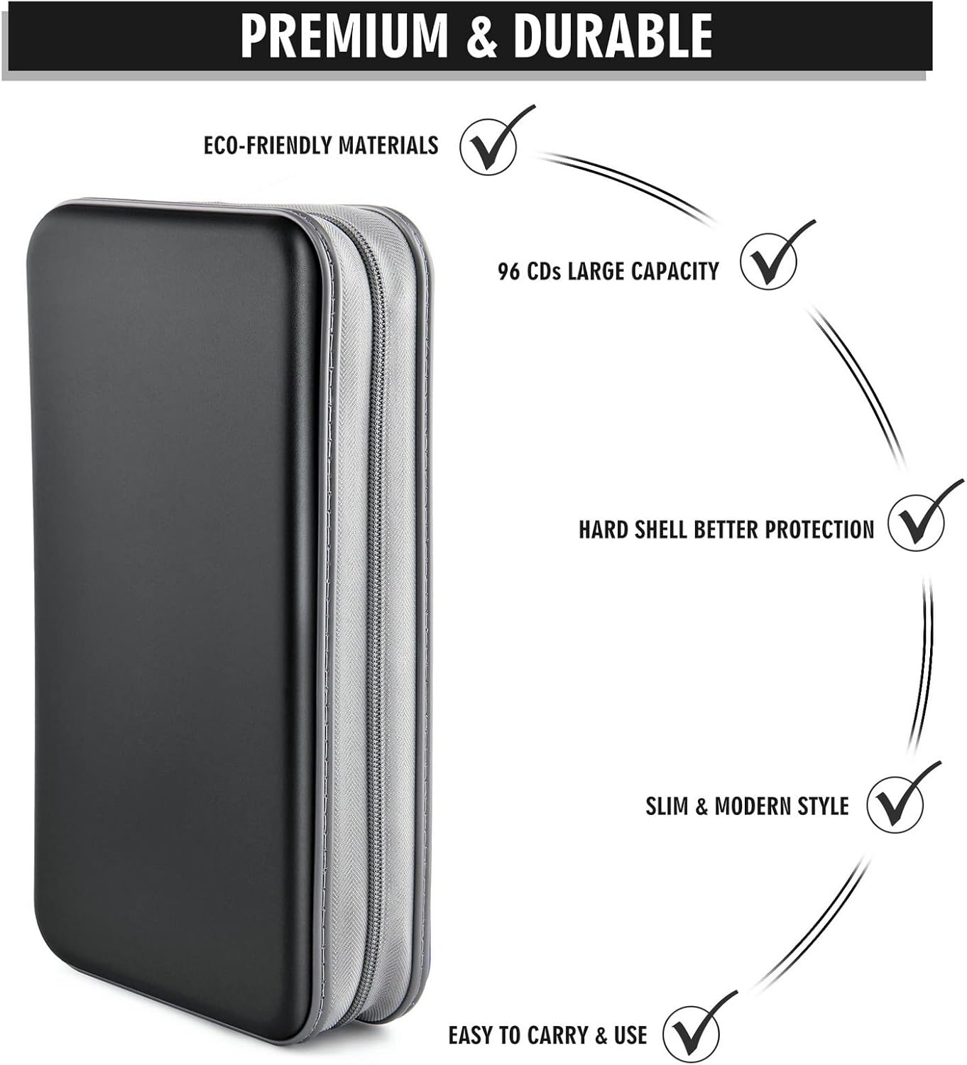 DVD Case, CD Case Holder Wallet Binder 96 Capacity CD/DVD Cases Storage Holder Binder Organizer Wallet Book for Car Home Travel (Black)