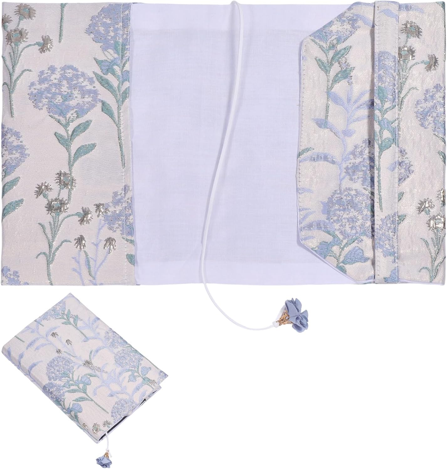 GLOBLELAND Blue Dandelion Book Cloth Covers for A5 Paperback with Ribbon Washable Soft Fabric Cover for 8.6x5.5inch Books Adjustable Protector for Notebook Bible Novels Hardcover