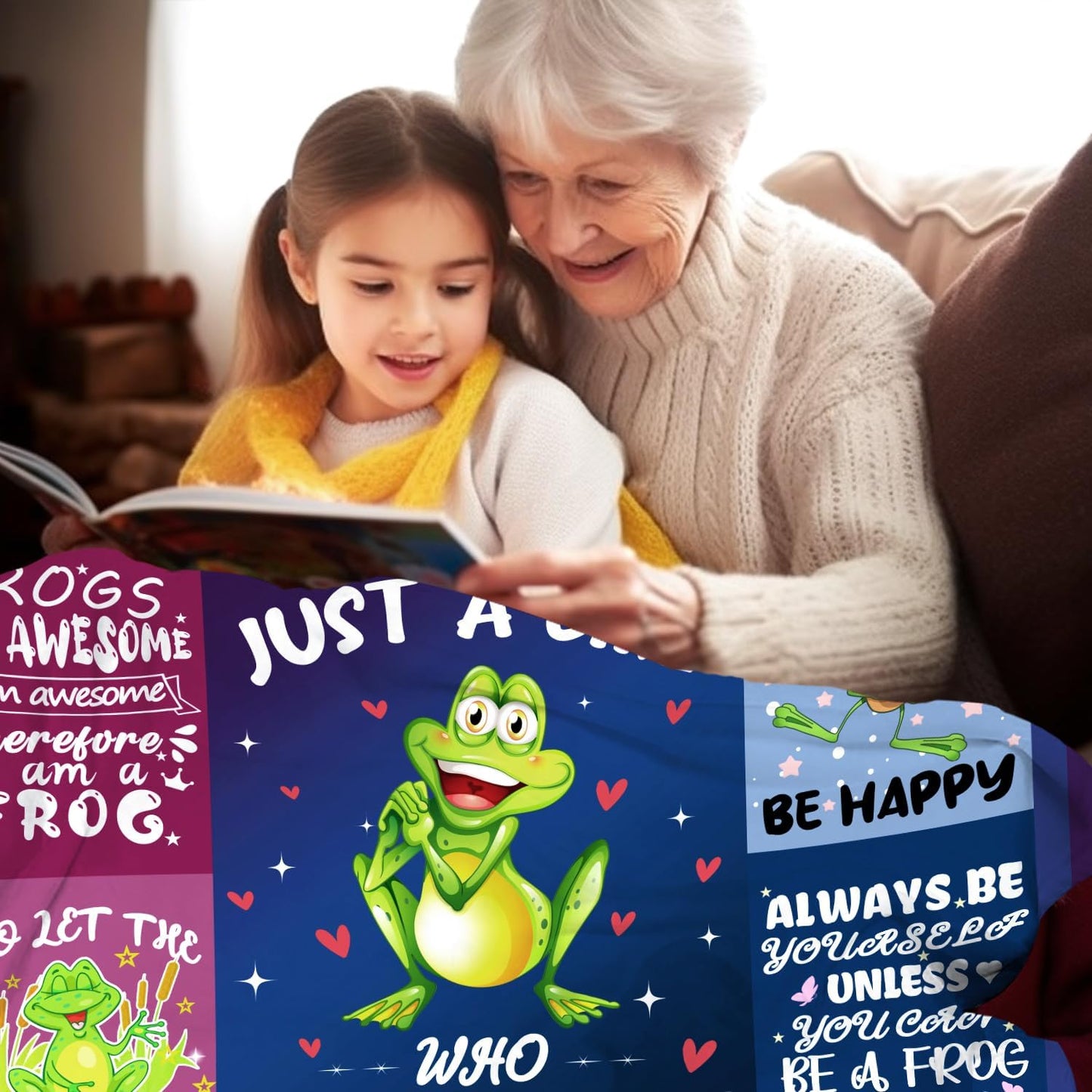 Cute Green Frog Blanket Soft Cozy Flannel Frogs Blankets and Throws Bed Bedding Sofa Chair Home Decor, Best Birthday Christmas Frog Gifts for Adults Kids Women Girls 50"x40"
