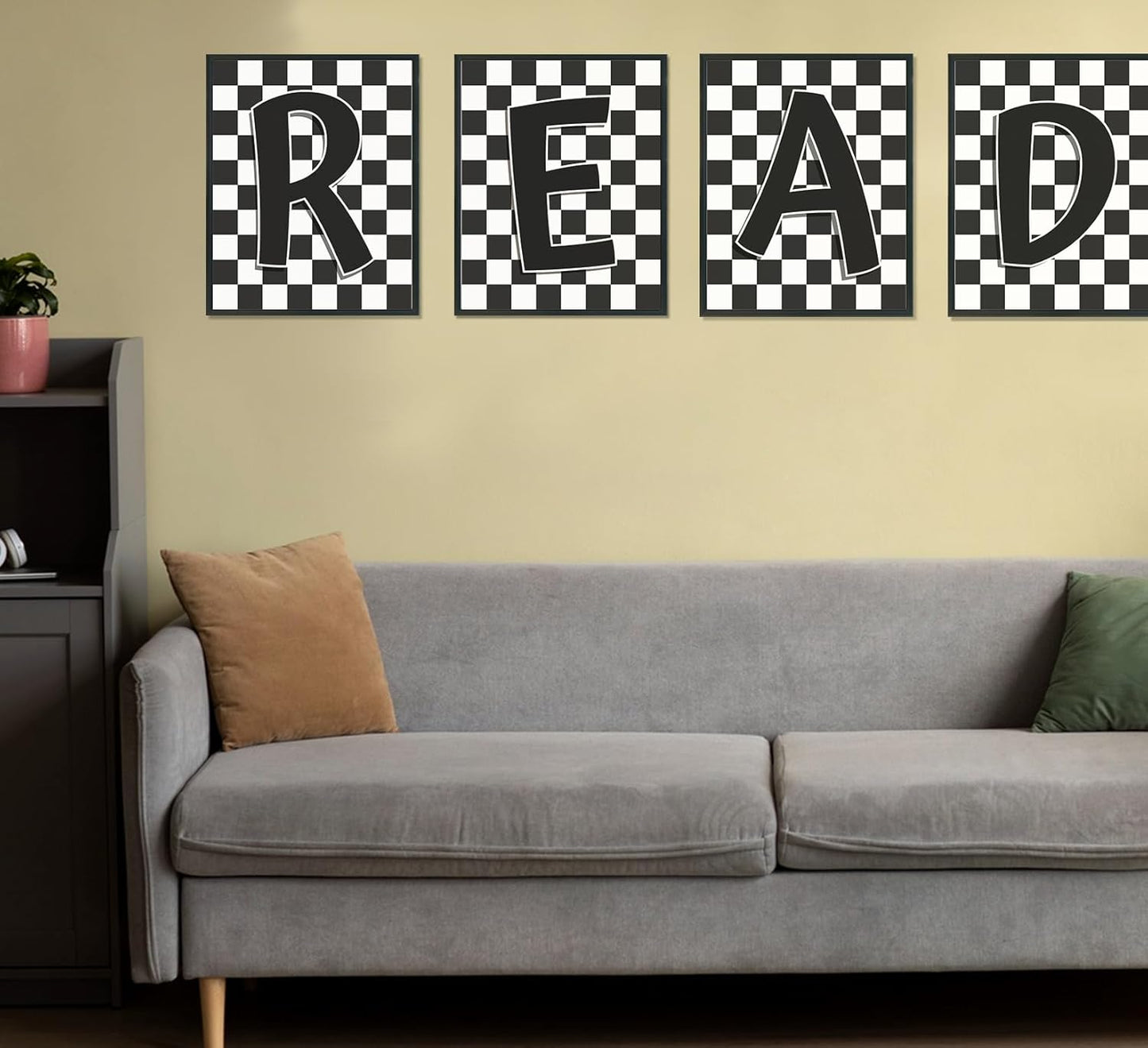 ULEGIE Classroom Decor, Library Decor, Reading Nook Decor for Kids, Playingroom Wall Decor, Black and White Read Signs Prints for Kids Room Classroom Playroom Nursery, 8x10 Inch Unframed Set of 4