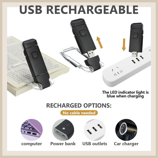 Retisee 20 Pack USB Rechargeable Book Light for Reading in Bed Foldable Clip on LED Booklight 3 Amber Colors &2 Brightness Dimmable Long Lasting Portable Bookmark Lamp for Book Lovers