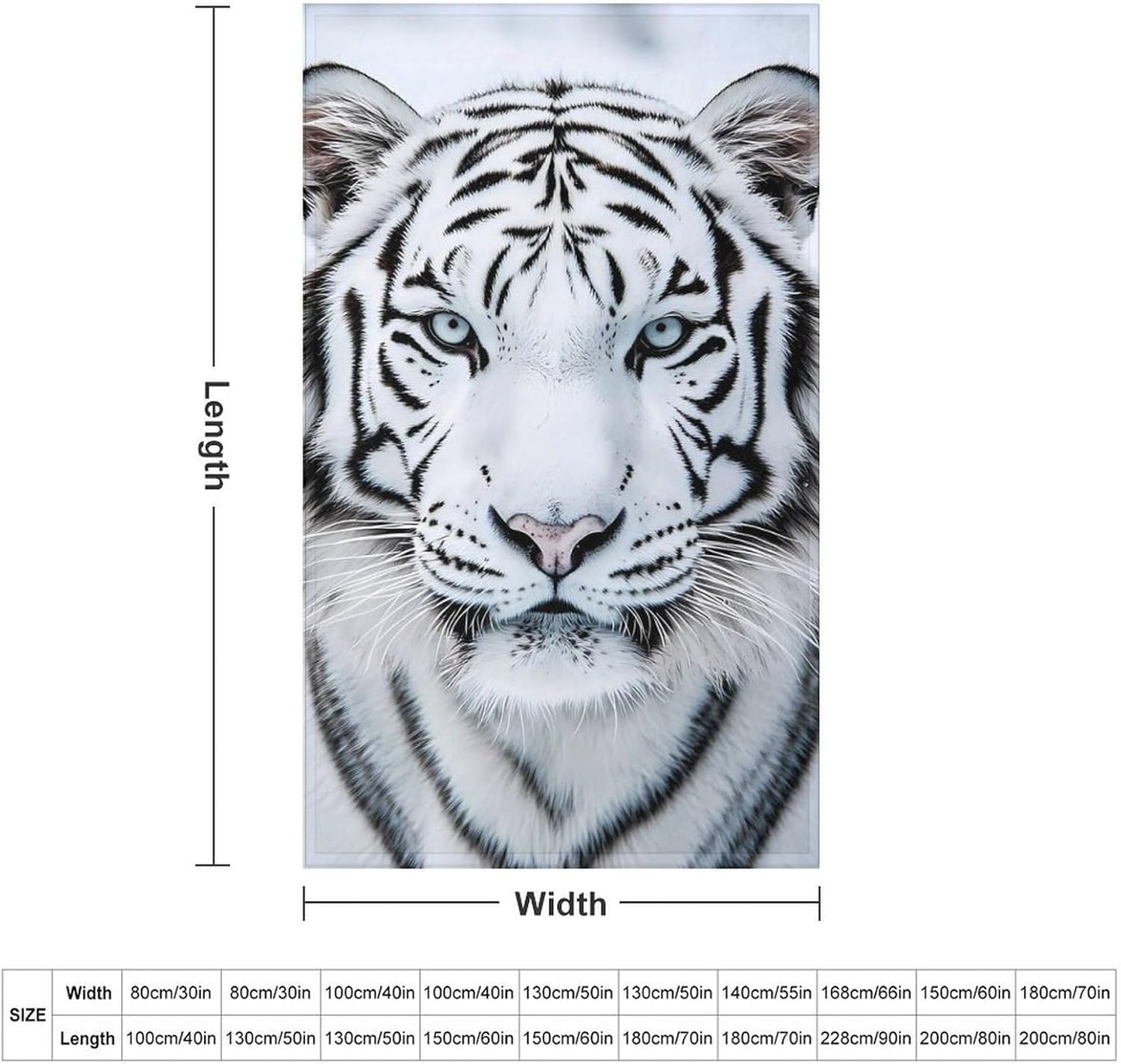 White Tiger Throw Blanket for Couch Bed Plush Cozy Fuzzy Flannel Blanket for All Season 30"x50"