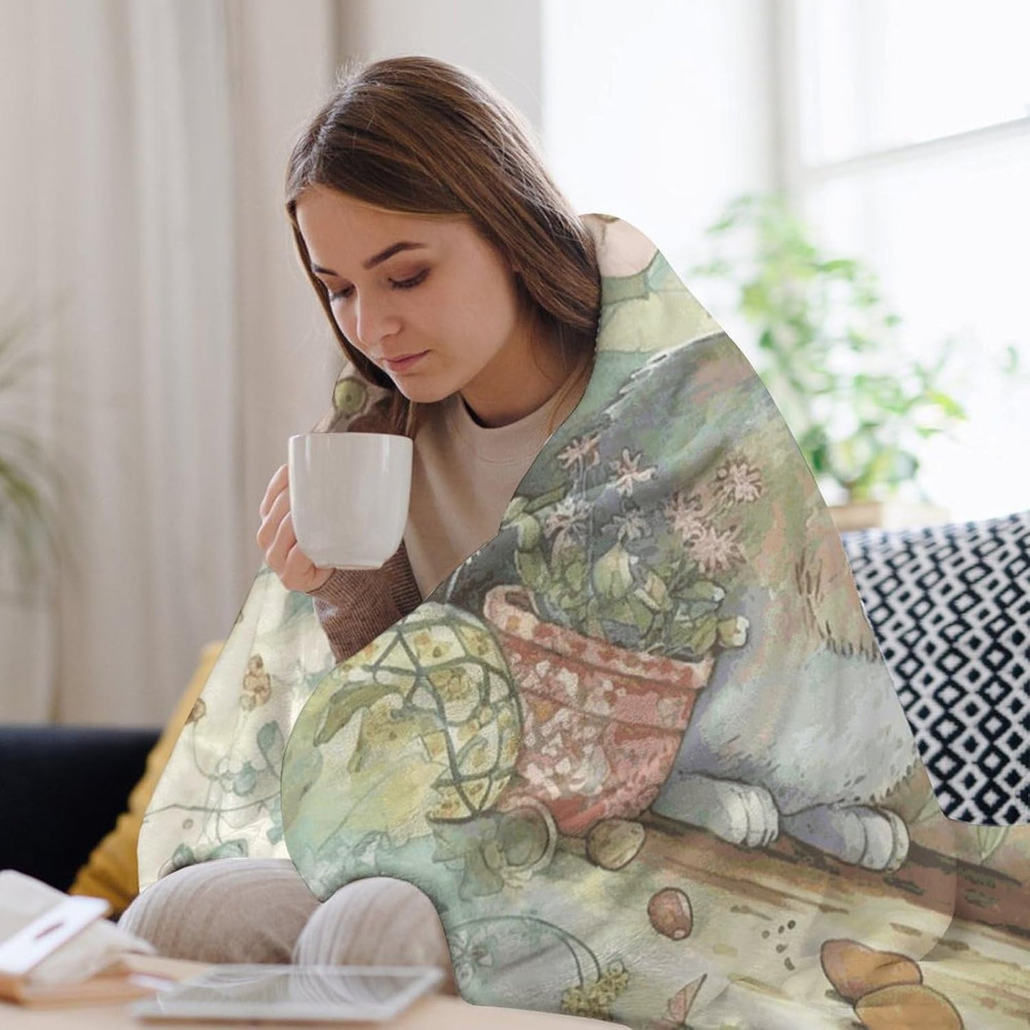 Garden Bunny Throw Blanket for Couch Super Soft Warm Lightweight Throw Blankets Cozy Flannel Bed Blanket Cute Decorative Blankets for All Seasons Home Decor Gift 30"*40"（76 * 100cm）