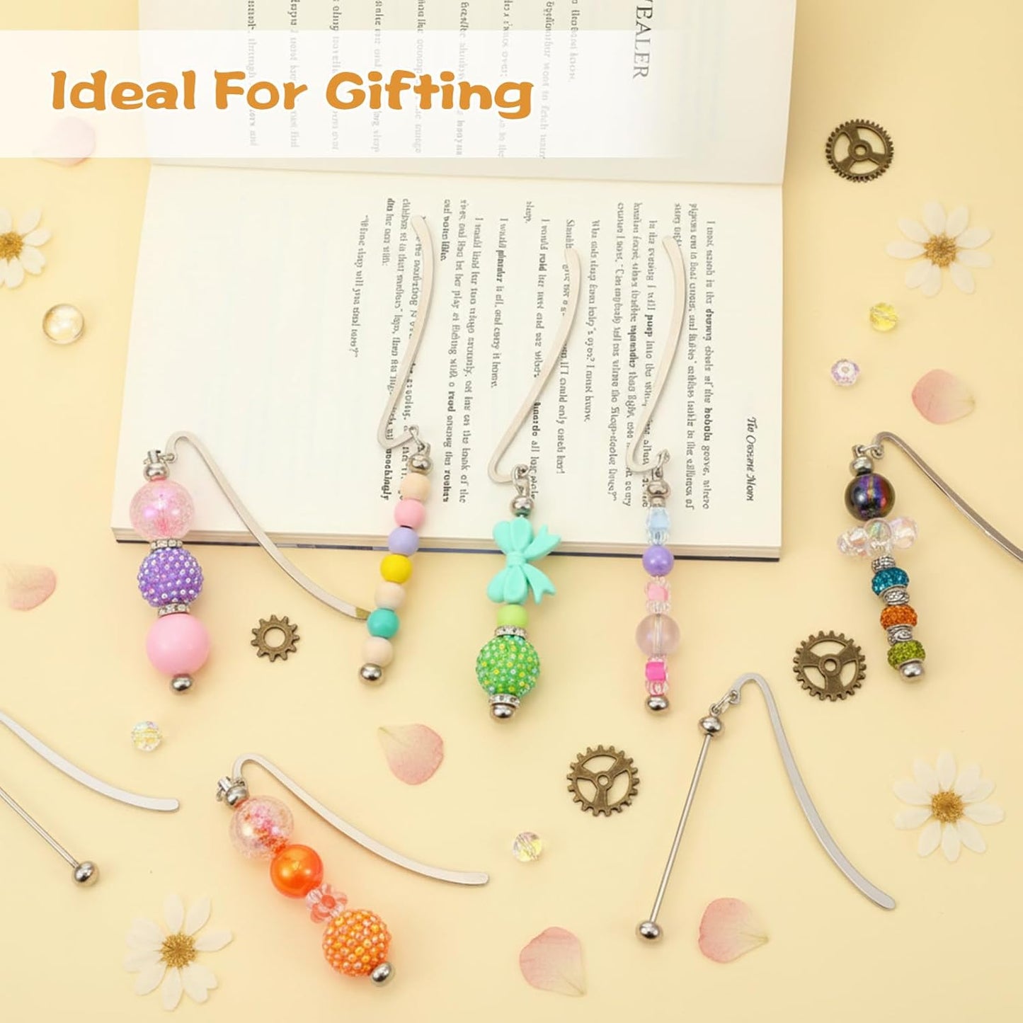 Hecila Beadable Bookmarks DIY Metal Blank Bar Bookmark for Beads 10PCS Modern Blank Beaded Bar Beading Bookmarks Bars Bead Craft Jewelry Pendant Charm Gift for Book Lovers Teacher Office Supplies