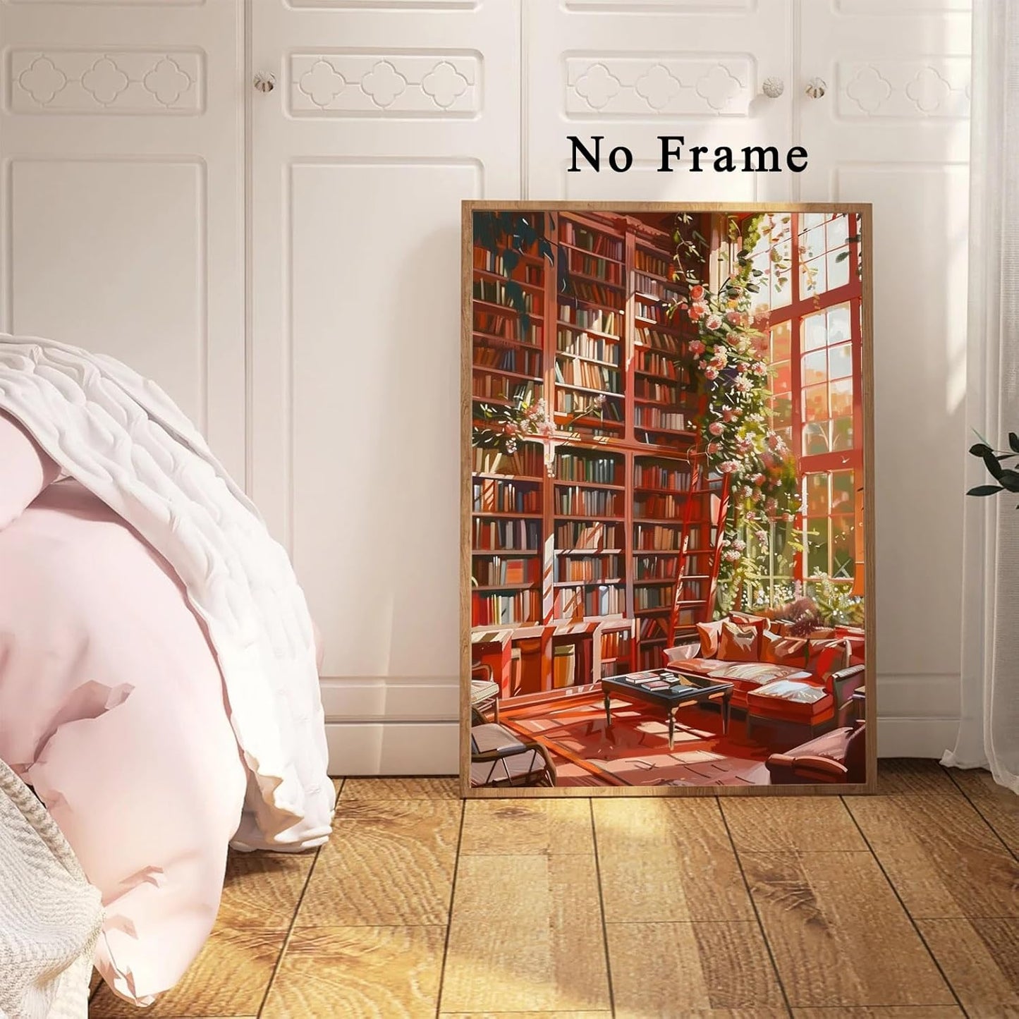 library wall art modern library poster Watercolor Books wall art Aesthetic Book Poster pink flower watercolor art Watercolor Aesthetic Paintings Aesthetic library art Reading Poster 16x24inch No frame
