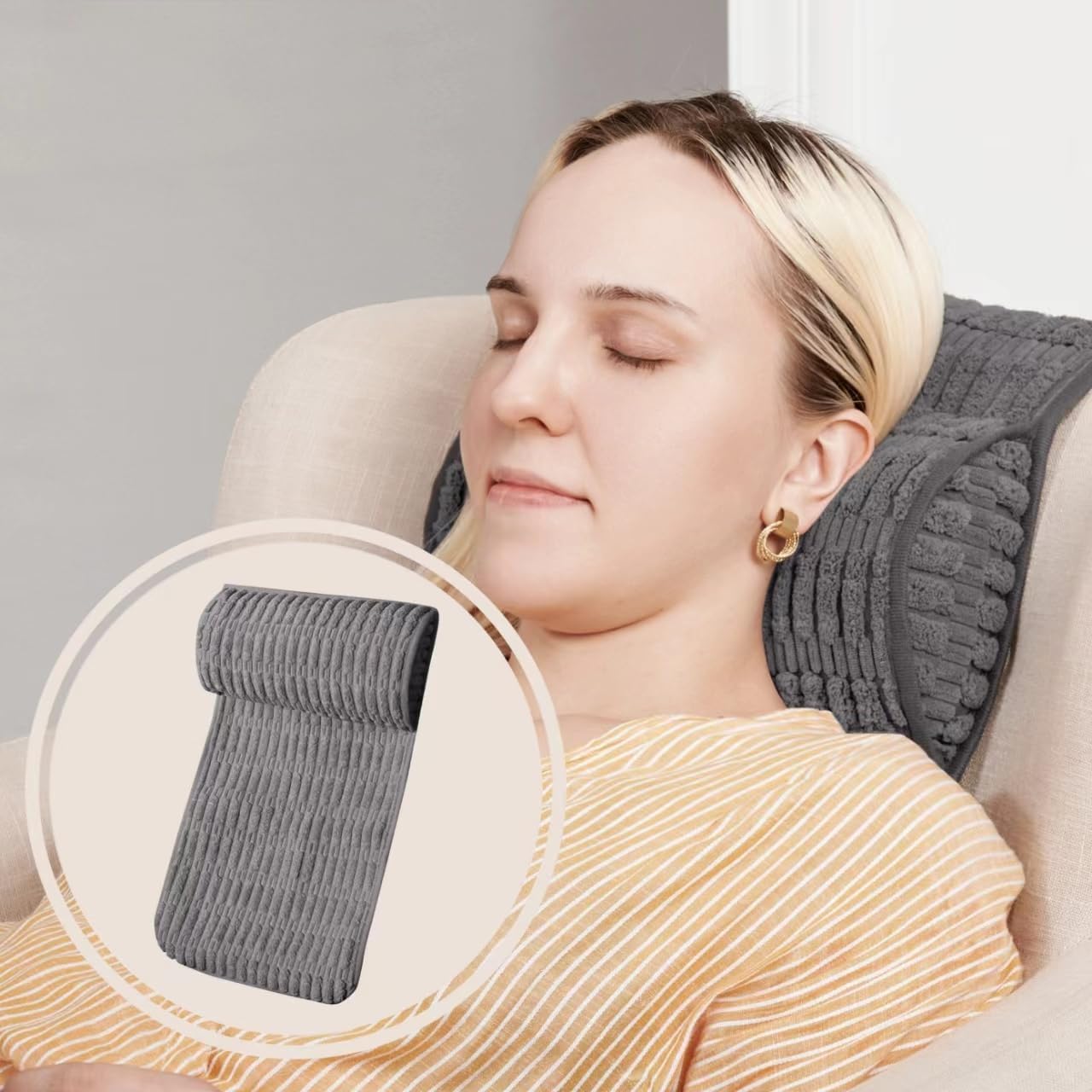 WdFour Headrest Memory Pillow,Neck Pillow, Support Cushions for Back for Sofas, Recliners, Office Chairs, Massage Chairs for Neck Pain Relief and Cervical Support. (Gray, 13" Wx5.5 Lx3 D)