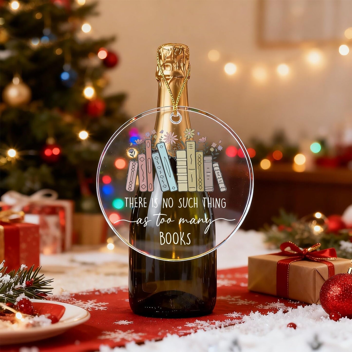 Book Ornaments Gifts 2025 - Christmas Ornaments Gifts for Books Lovers, Women, Readers, Bookworm - Just One More Chapter Ornament Gift for Christmas Tree - Cute Bookish Decoration Gift