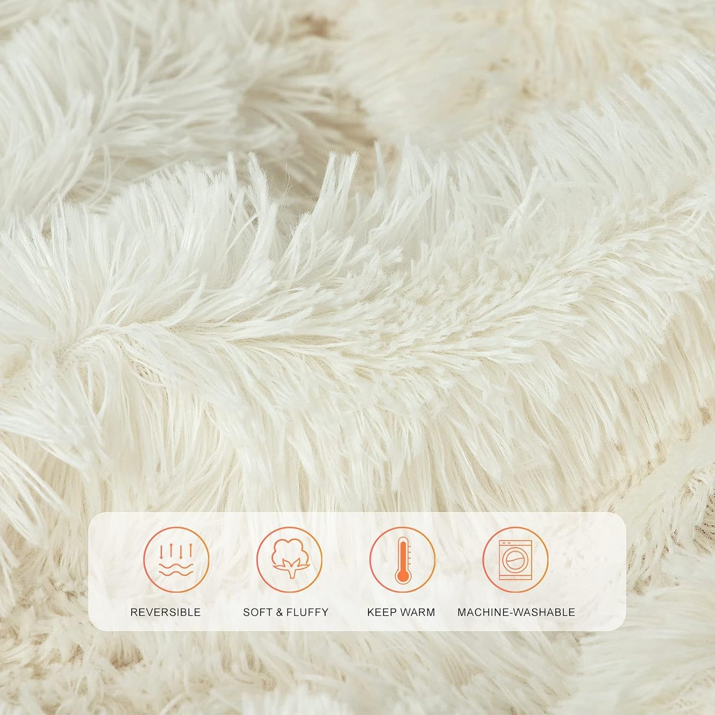 TOONOW Extra Soft Fuzzy Faux Fur Throw Blanket 50"x60", Reversible Lightweight Fluffy Cozy Plush Comfy Microfiber Fleece Decorative Shaggy Blanket for Couch Sofa Bed, Cream White