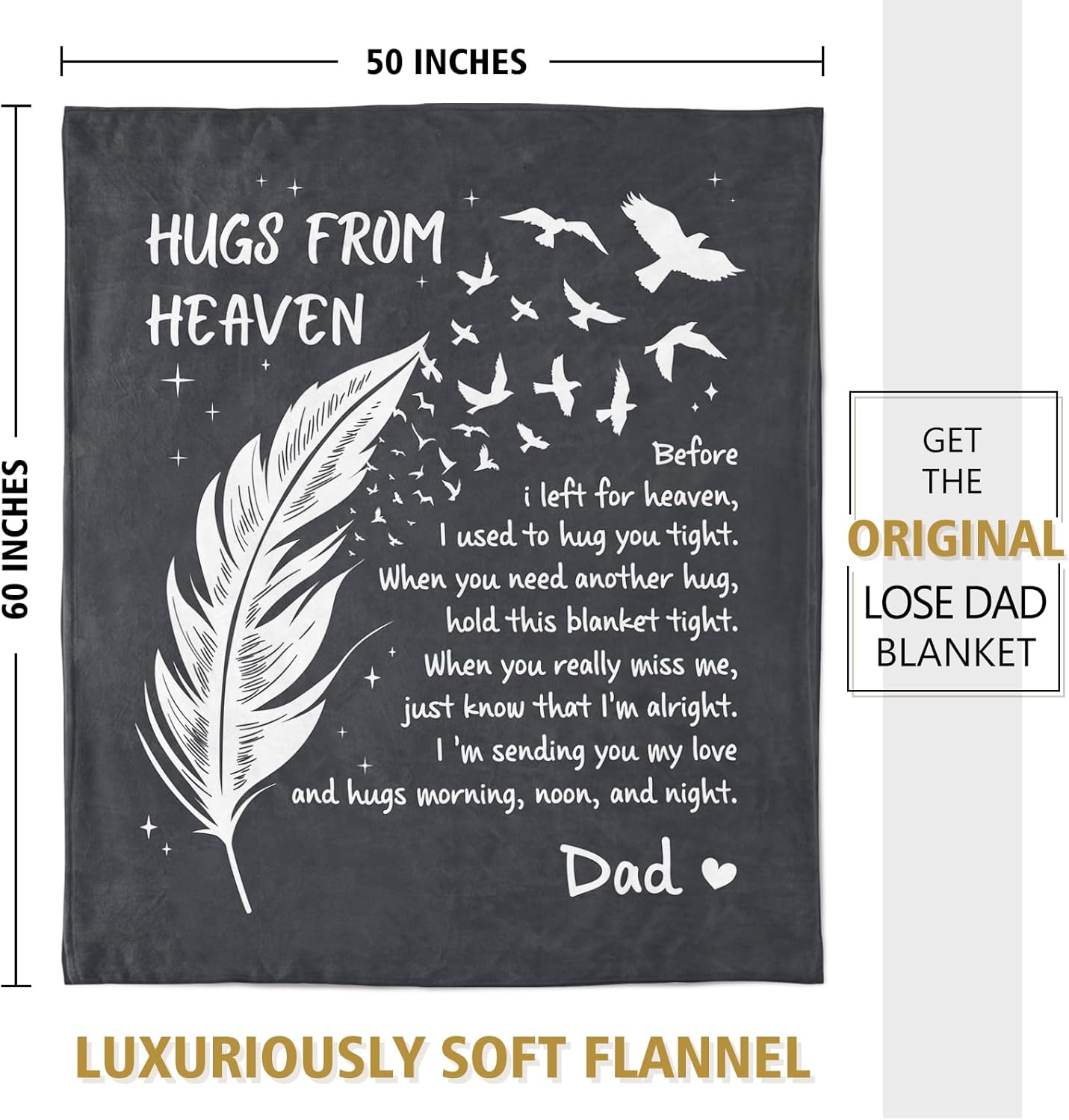SteadStyle Memorial Gifts for Loss of Dad, Soft Flannel Memorial Blanket, Sympathy Gifts for Loss of Father, Bereavement Gift Idea, Grief Condolences Sorry for Your Loss for Dad - 50 x 60 inches