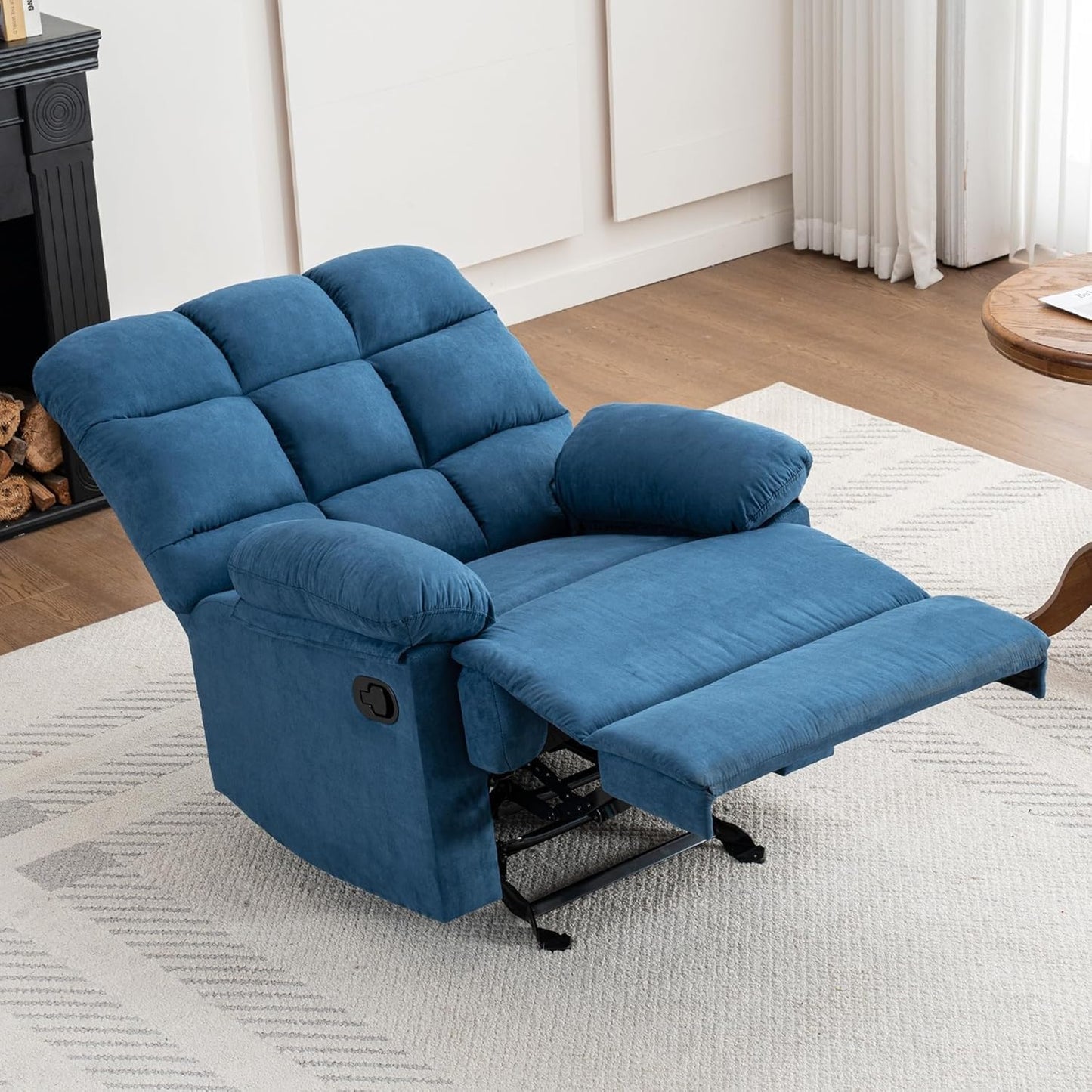 Oversized Elderly Power Lift Recliner Chair, Large Manual Recliner Sofa for Adults, Leisure Home Theater Seating Sofa with Massage and Heated(Blue)