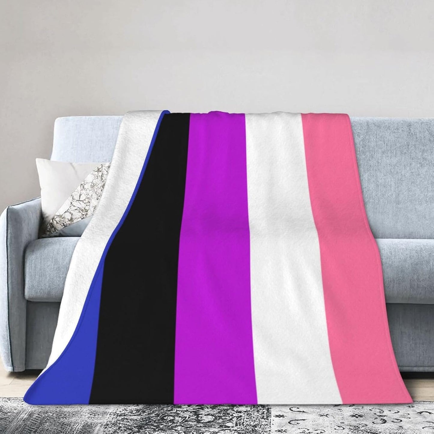 Genderfluid Pride Flag Blanket Super Soft Flannel Throw,Ultra-Soft Blanket for Bed Or Sofa All Season,Cozy Lightweight Blankets for Women Kids Adults 50"X 40"