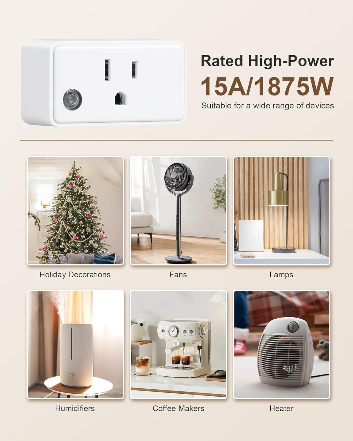 Remote Control Outlet Wireless Wall Switch, 200FT Long Range RF Remote Light Switch, Mini Electrical Outlet Plug, 15A/1875W High-Power for Lamps, Lights, Household Appliances, ETL Listed