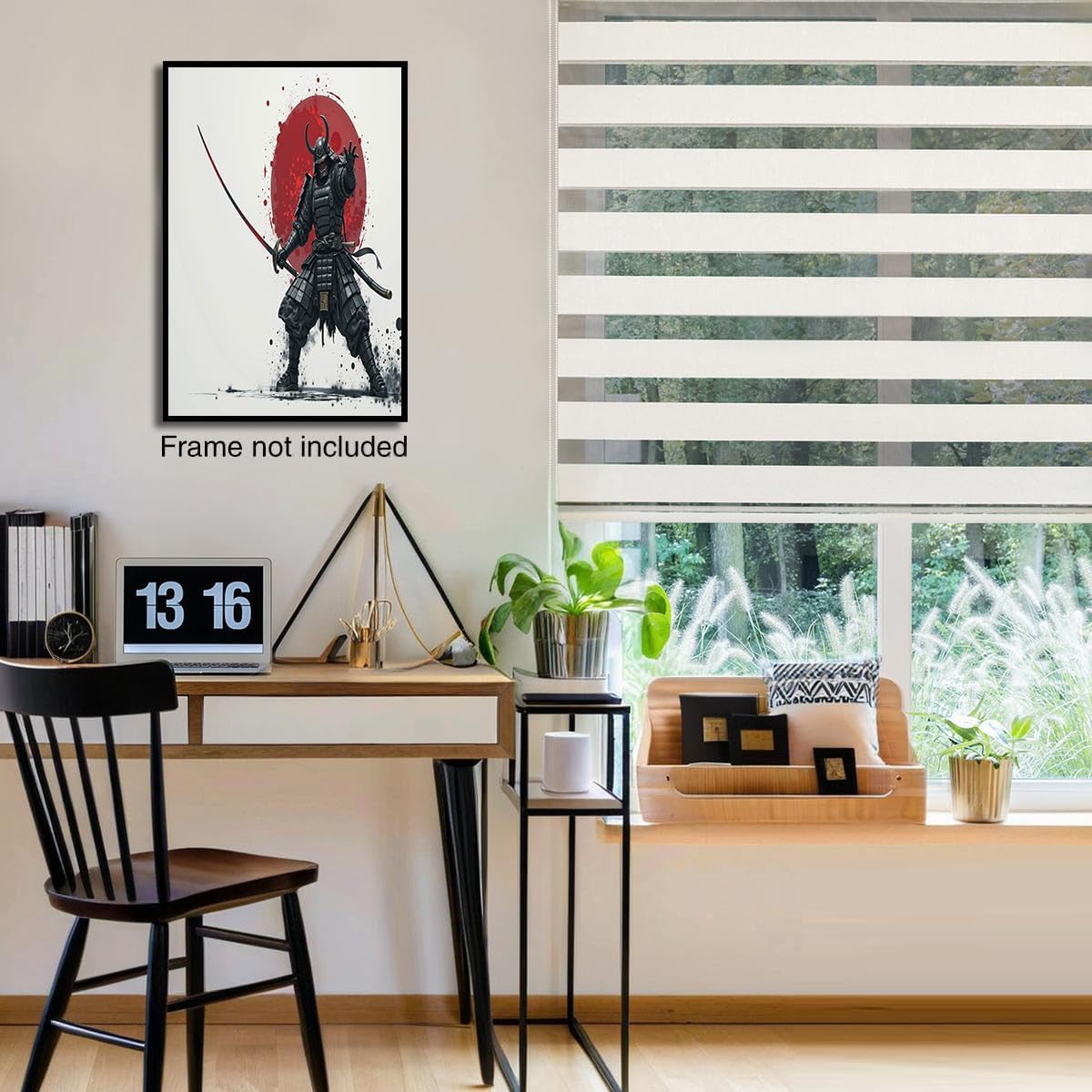 GDJSMIN Japanese Style Wall Art, Ghost Warrior Silhouette Poster for Reading Room Living Room Decor 24 x 36 inch Unframed