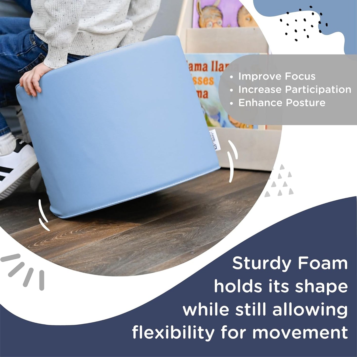 Children’s Factory Tranquility Ottoman Trio, Navy, Toddler Classroom or Daycare Furniture, Kids Preschool Reading Nook Flexible Seating