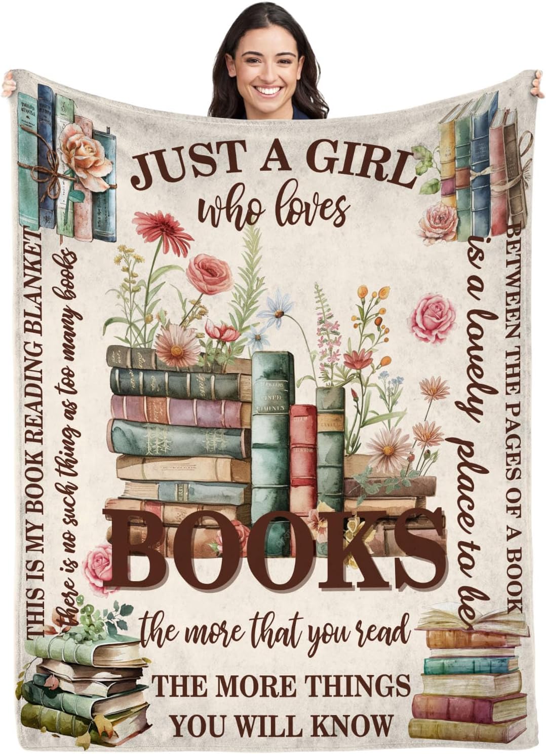 Books Blanket for Book Lover,Lightweight Book Throw Blankets for Girl Women, 50 x 60 inches