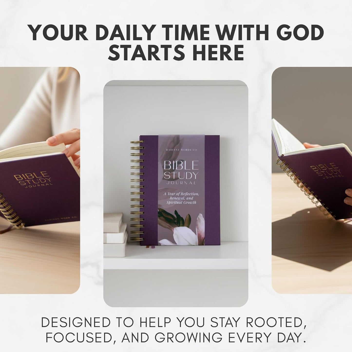 Bible Study Journal – A Year of Reflection, Renewal & Spiritual Growth | 365-Day Guided Scripture Study, Prayer Tracker & Weekly Reflection Prompts | A5 Hardcover, Minimalist & Elegant Design