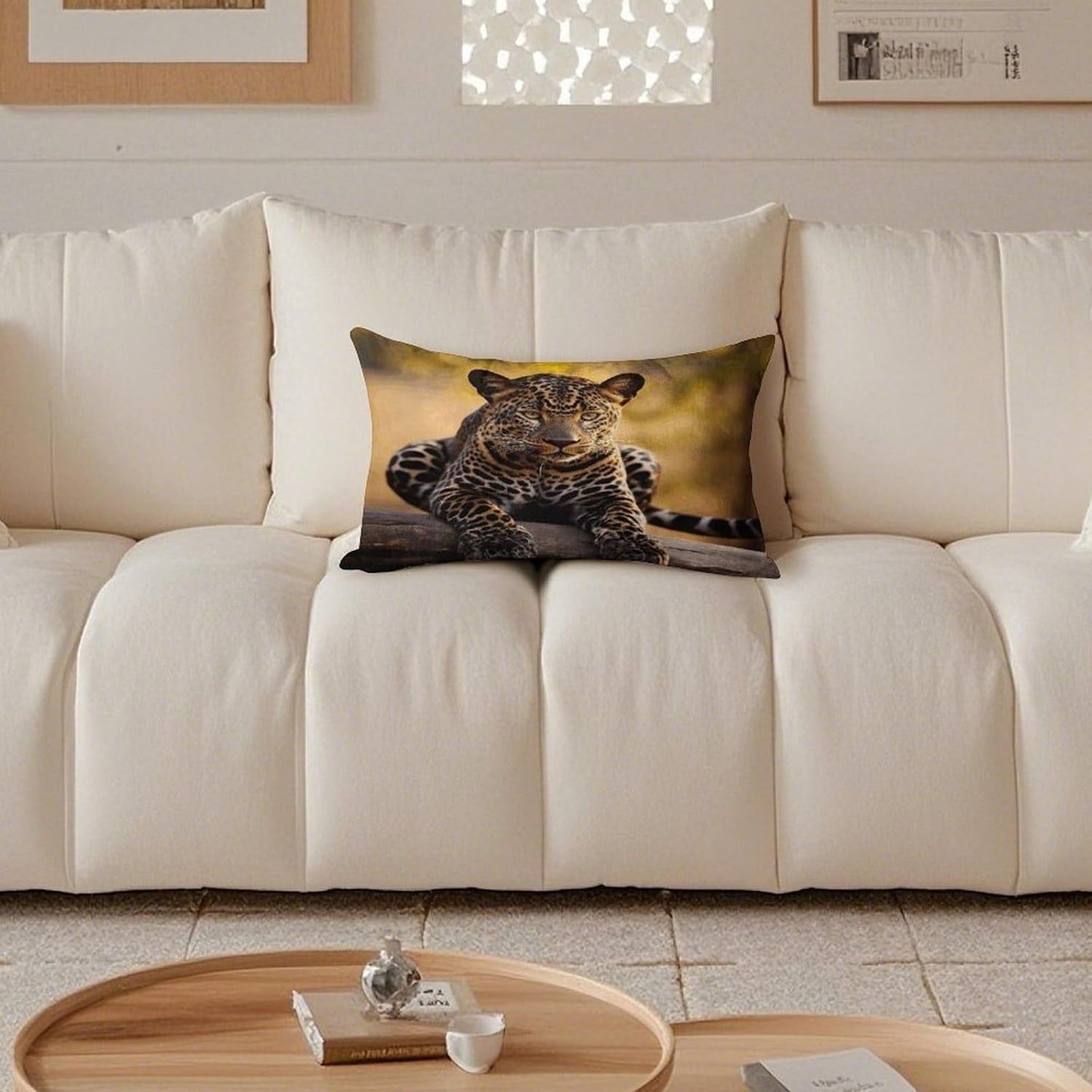 Africa Nature Leopard Throw Pillow Covers Gold Velvet Pillowcases with Invisible Zipper Pillow Shams Cozy Cushion Cover Soft Pillow Cases Home Decor Pillow Protectors 12 "×20 "