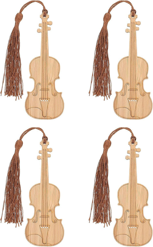EXCEART Violin Shape Bookmarks with Tassel Set 16Pcs Decorative Book Page Markers for Reading Office Library Home Use Music Instrument Design