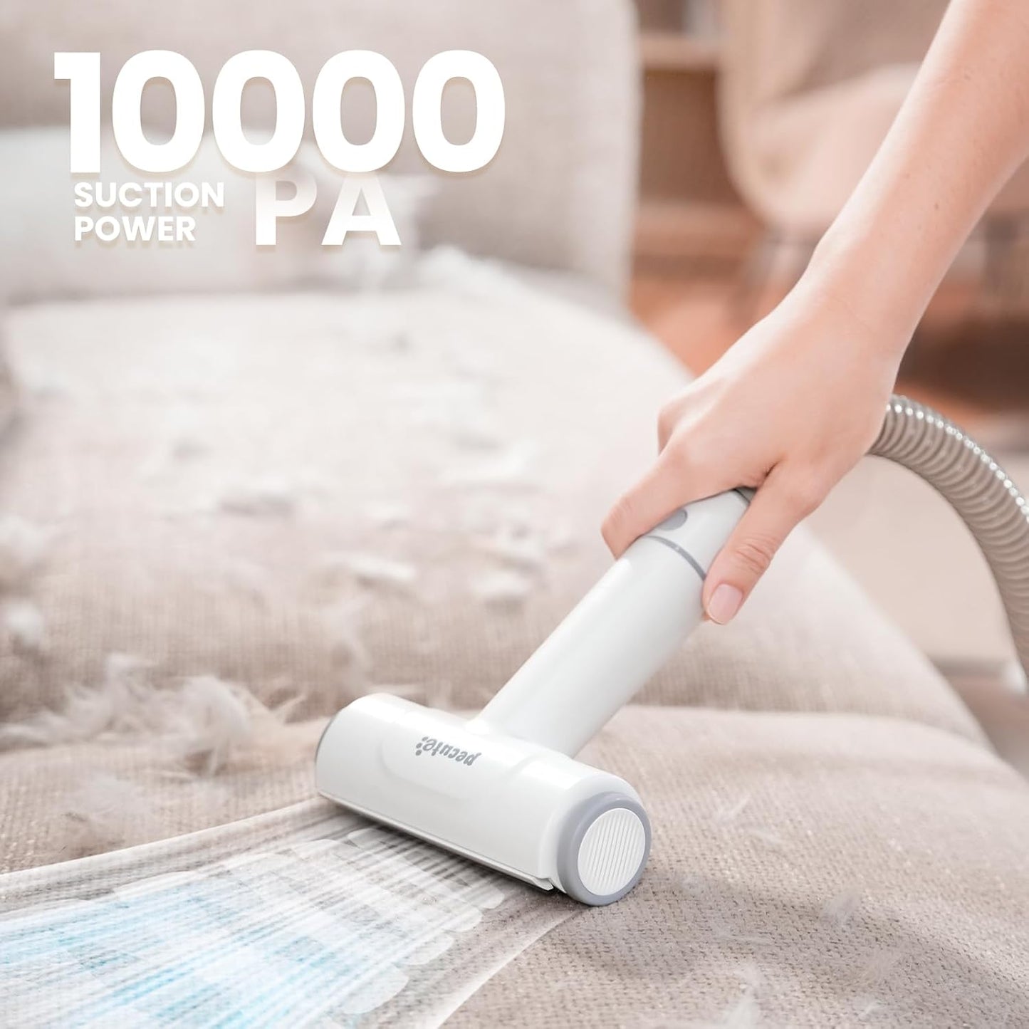 Pecute Dog Grooming Vacuum & Dryer, 7-in-1 Pet Grooming Kit with Clipper, 10000Pa Dog Vacuum for Shedding Grooming, Adjustable Speed & Temp, 55dB Low Noise,1.7L Dust Cup