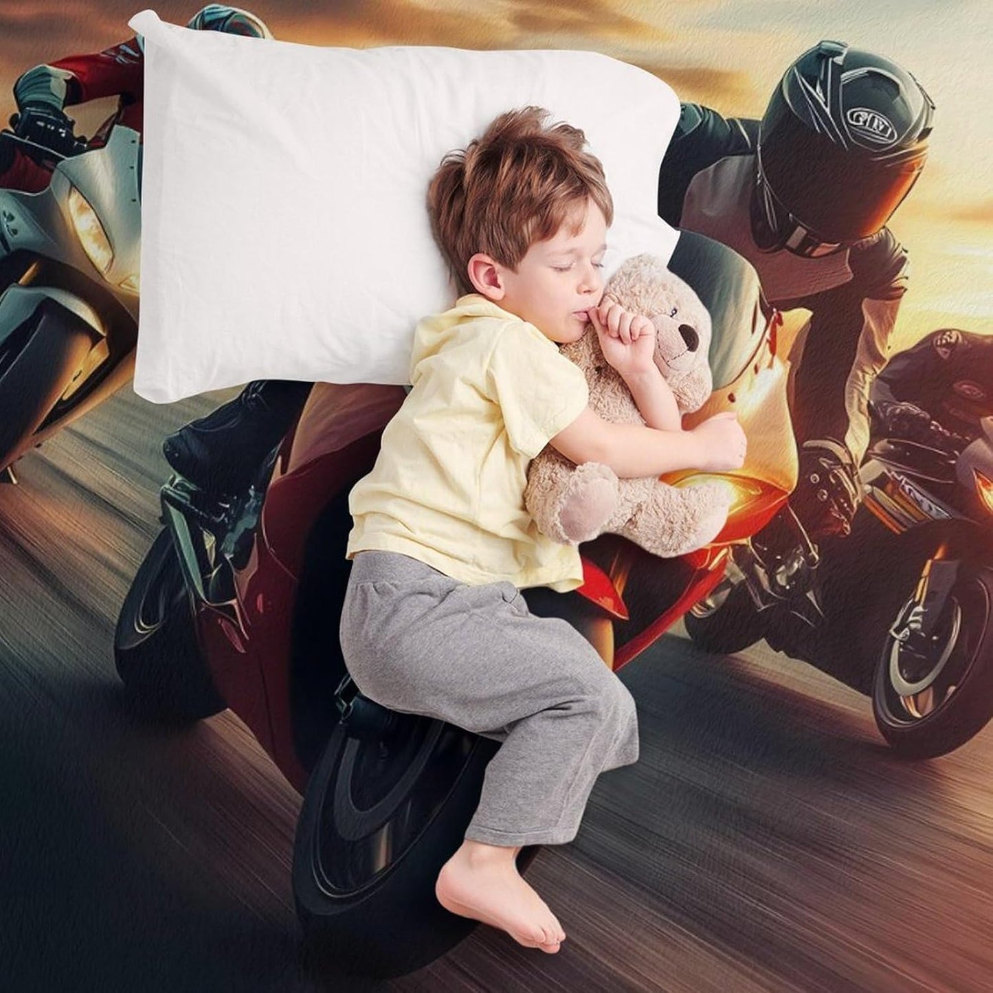 Motorbike Motorcycle Racing Throw Blanket for Couch Bed Plush Cozy Fuzzy Flannel Blanket for All Season 50"x70"